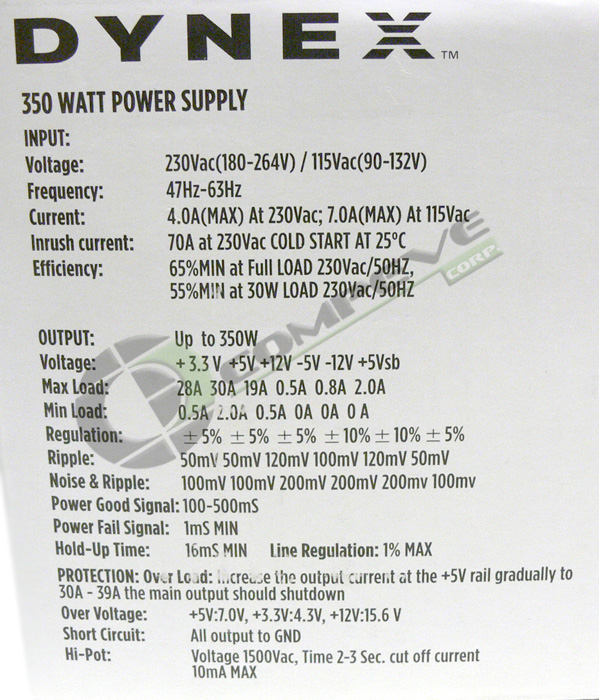 Dynex 350 Watt power supply