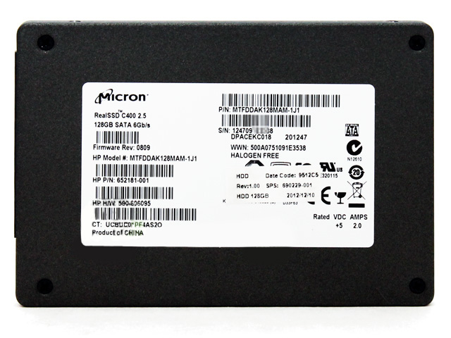 Micron 2.5" 128GB SSD SATA C400 6GB/s HP 652181-001 590-606095