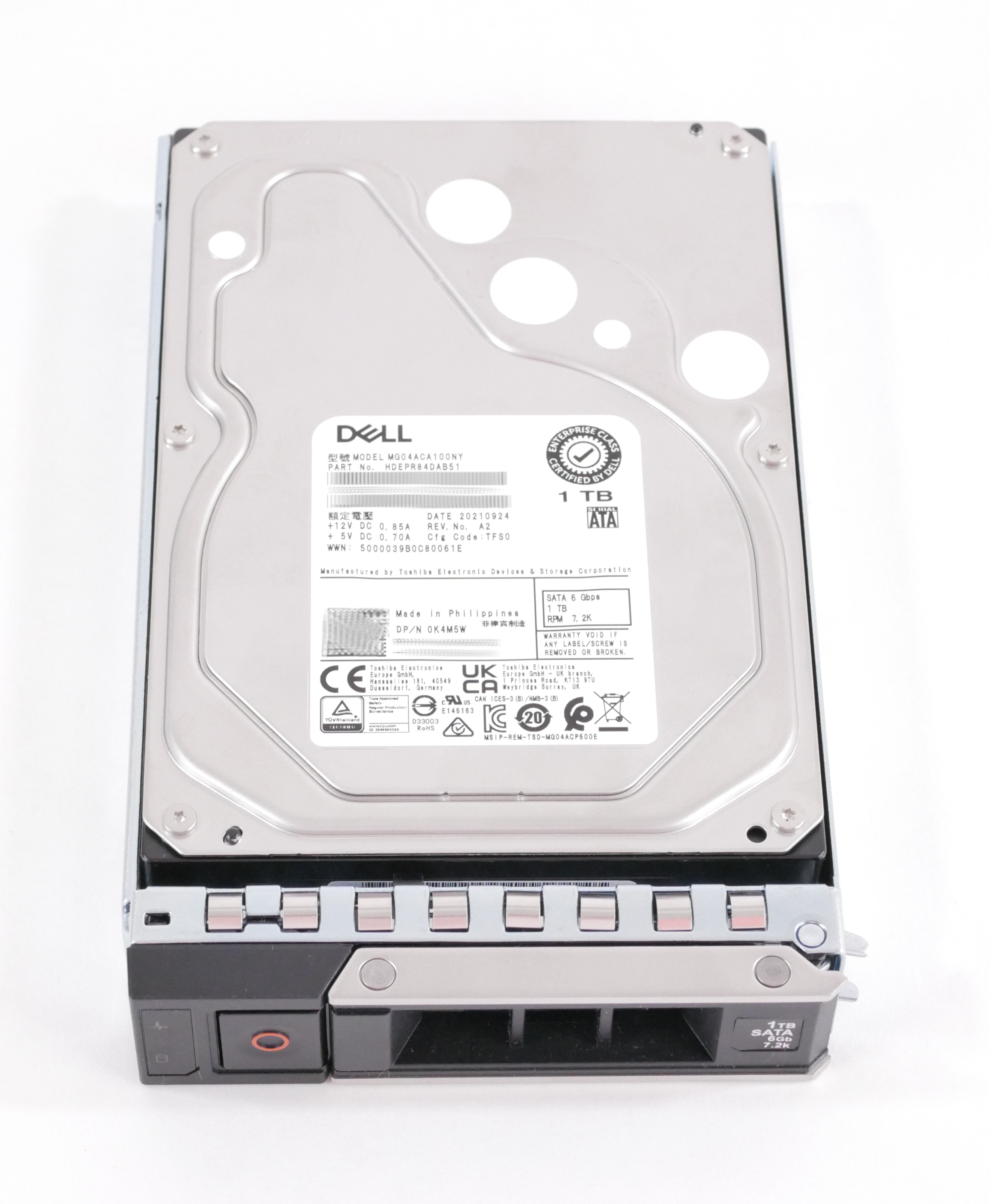 Dell Toshiba 1TB MG04ACA100NY 7.2K RPM SATA 3.5" HDEPR84DAB51 DL5-400-ATJJ K4M5W