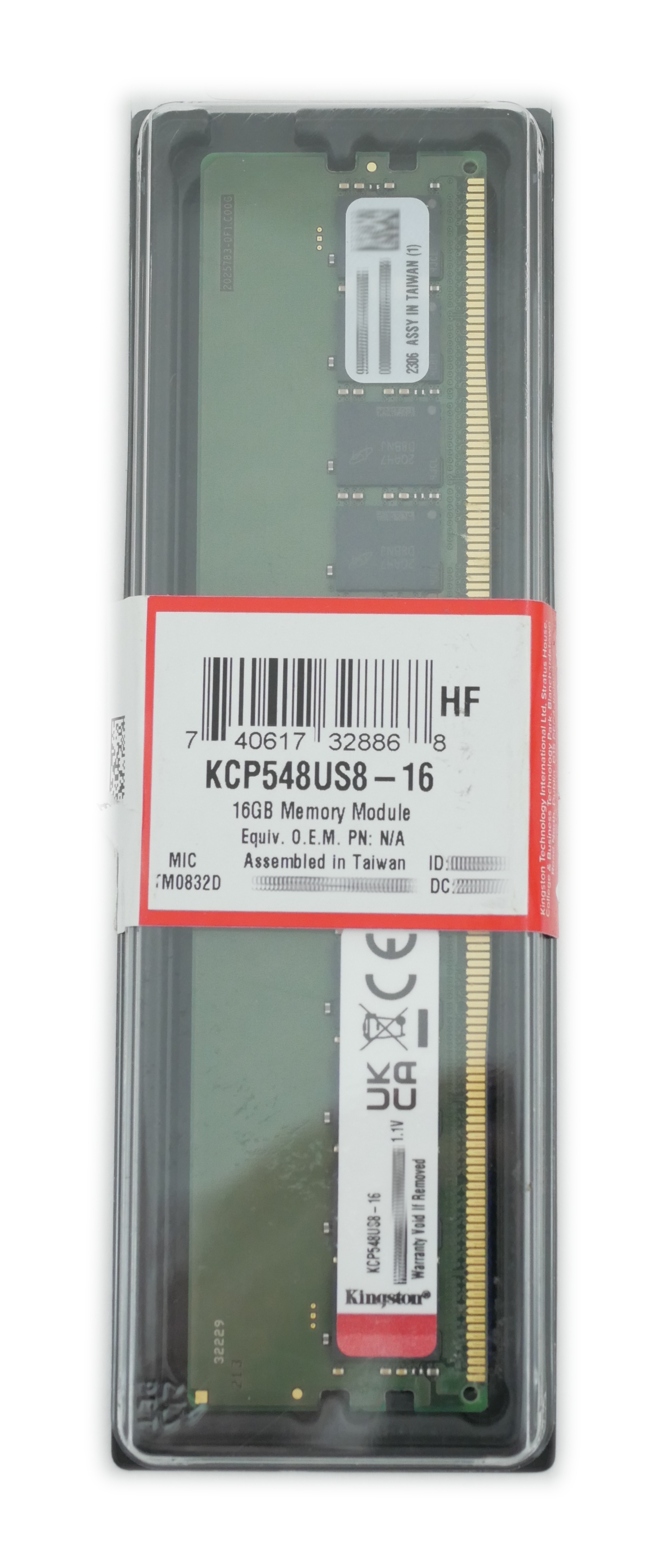 Kingston 16GB KCP548US8-16 PC5-38400 4800MHz Dimm 288pin Unbuff Non-ECC 1.1v