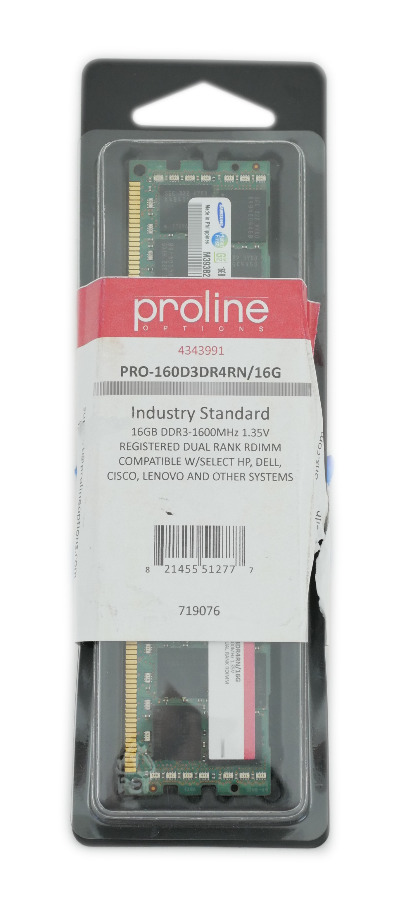 Proline 16GB M393B2G70BH0-YK0 PRO-160D3DR4RN/16G DDR3 1600 DIMM 240pin Reg ECC