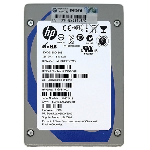HP MO0200FBRWB 200GB SAS SSD 2.5" 632430-001 632521-002
