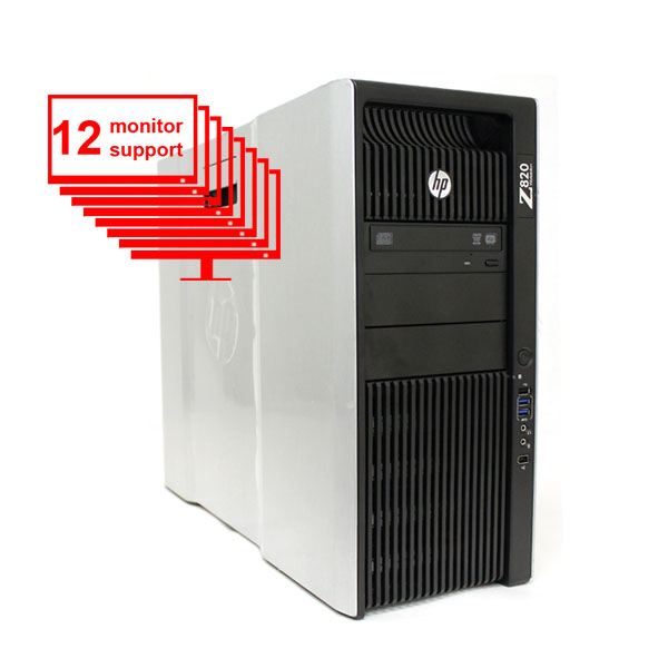 HP Z820 12-Monitor Computer/PC E5-2640 12-Core/24GB /1TB+ 256GB