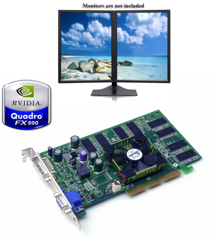 PNY nVidia Quadro FX 500,FX500 128MB DDR, AGP 8x CAD,VCQFX500-PB