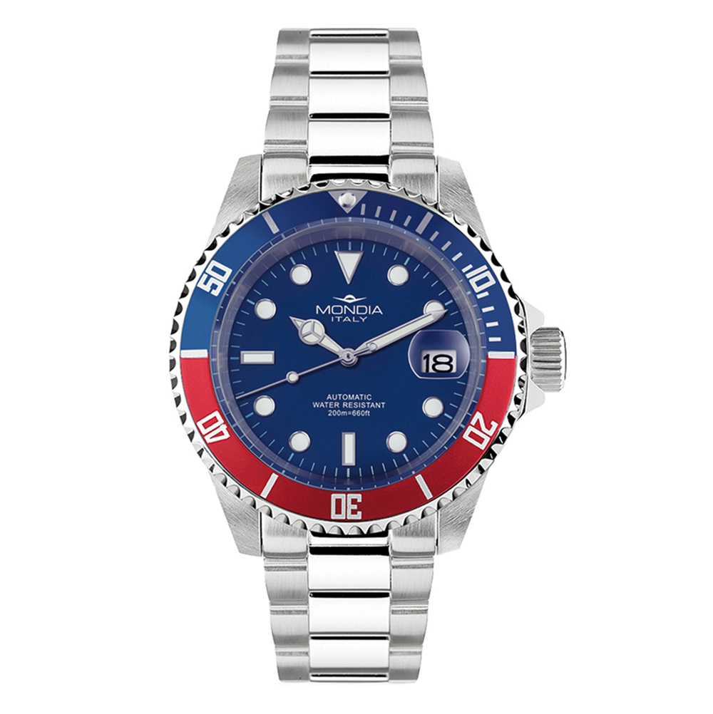 Mondia Italy Watch Gent Madison Urban Automatic Blue&Red 42mm MI-786-SSBLRD-BL-OY - Click Image to Close