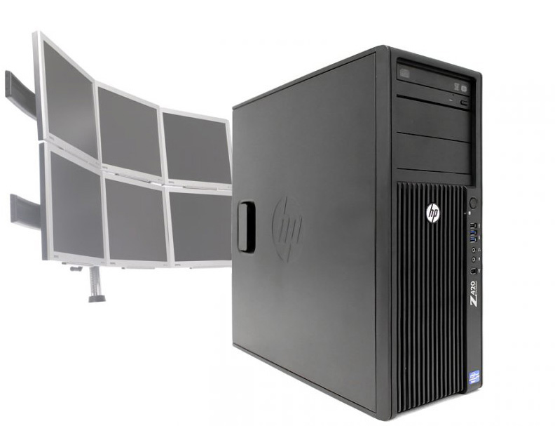 HP Z420 Workstation Intel E5-1650 3.2GHz 24GB SSD 512GB Win10 6 monitors