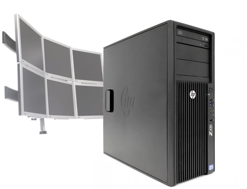 HP Z420 Workstation Intel E5-1650 3.2GHz 32GB SSD 512GB Win10 6 monitors - Click Image to Close