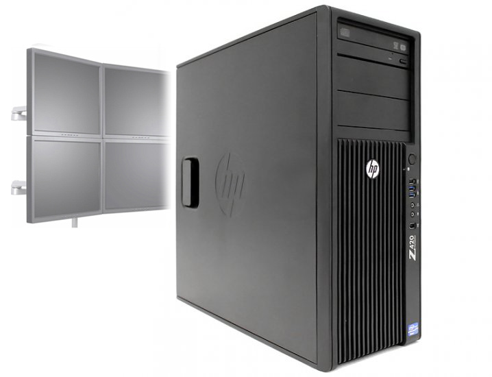 HP Z420 Workstation Intel E5-1650 3.2GHz 24GB SSD 512GB Nvidia Quadro NVS510 Win10 4 monitors