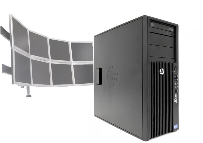 HP Z420 Workstation Intel E5-1650 3.2GHz 24GB SSD 512GB Win10 8 monitors - Click Image to Close