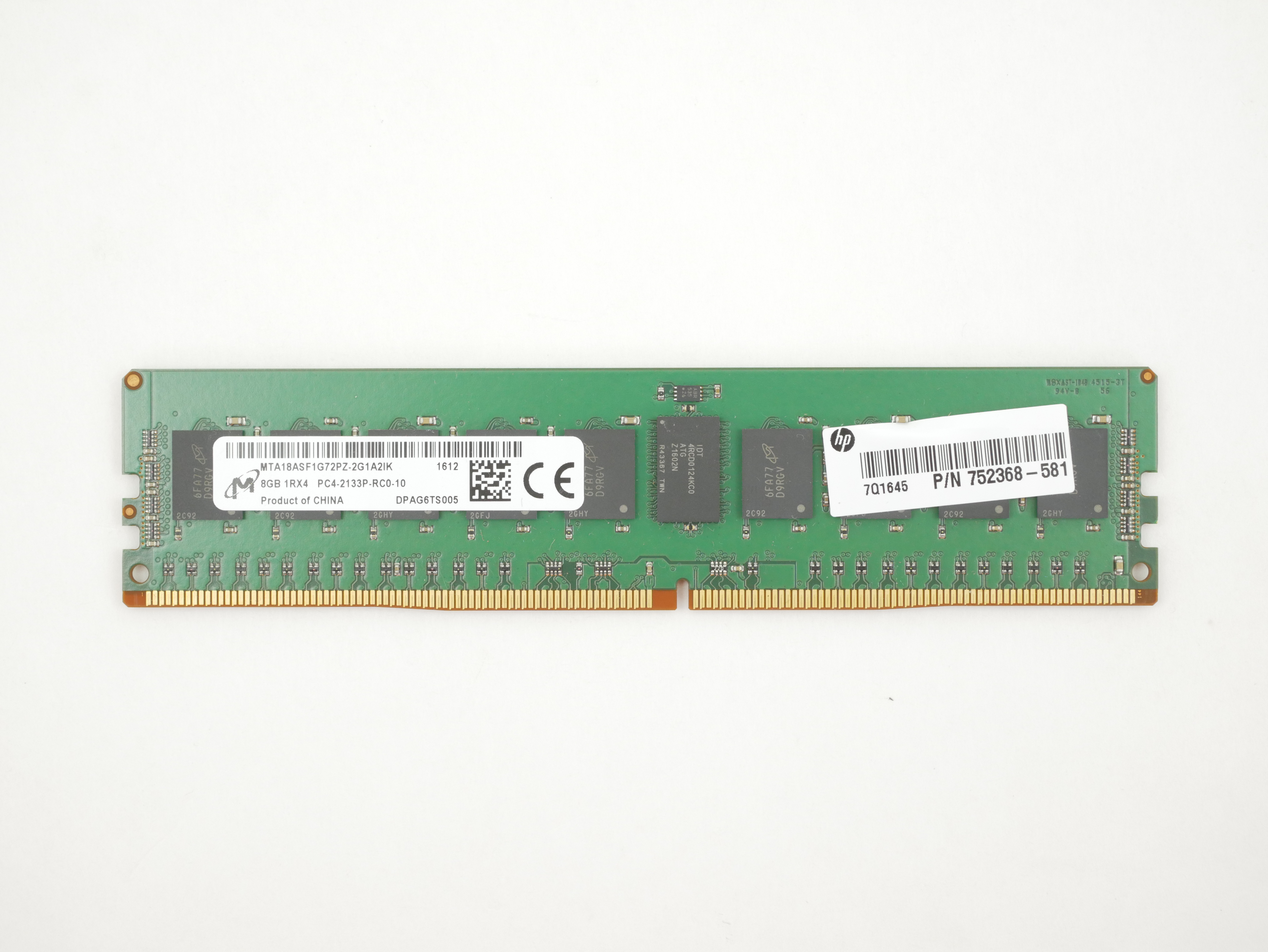 HP 8GB PC4-2133P DDR4-2133 288pin ECC MTA18ASF1G72PZ-2G1A2 752368-581