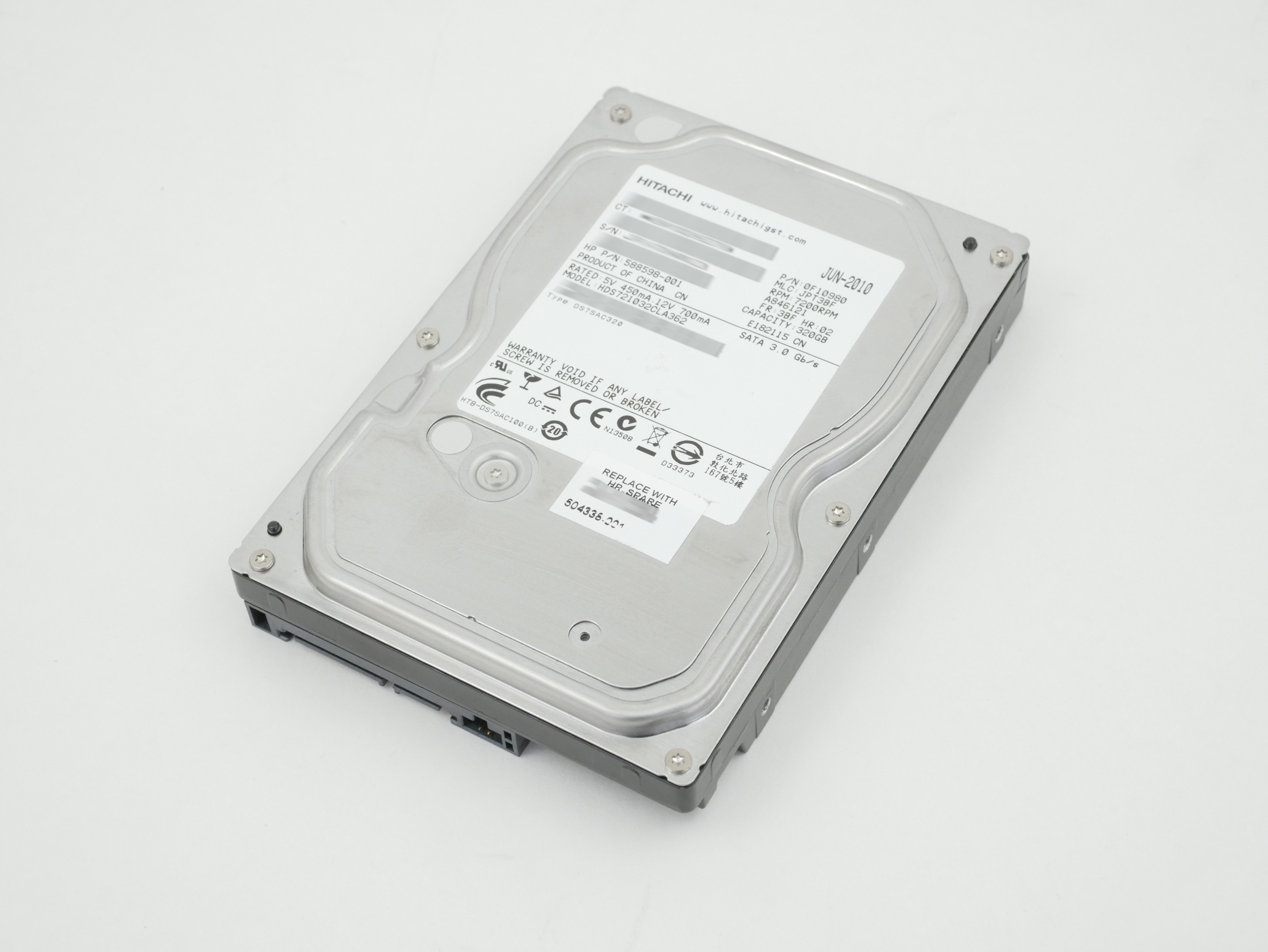 HP HITACHI 320GB 7200 RPM 16MB CACHE SATA 3.5" HDS721032CLA362 504338-001