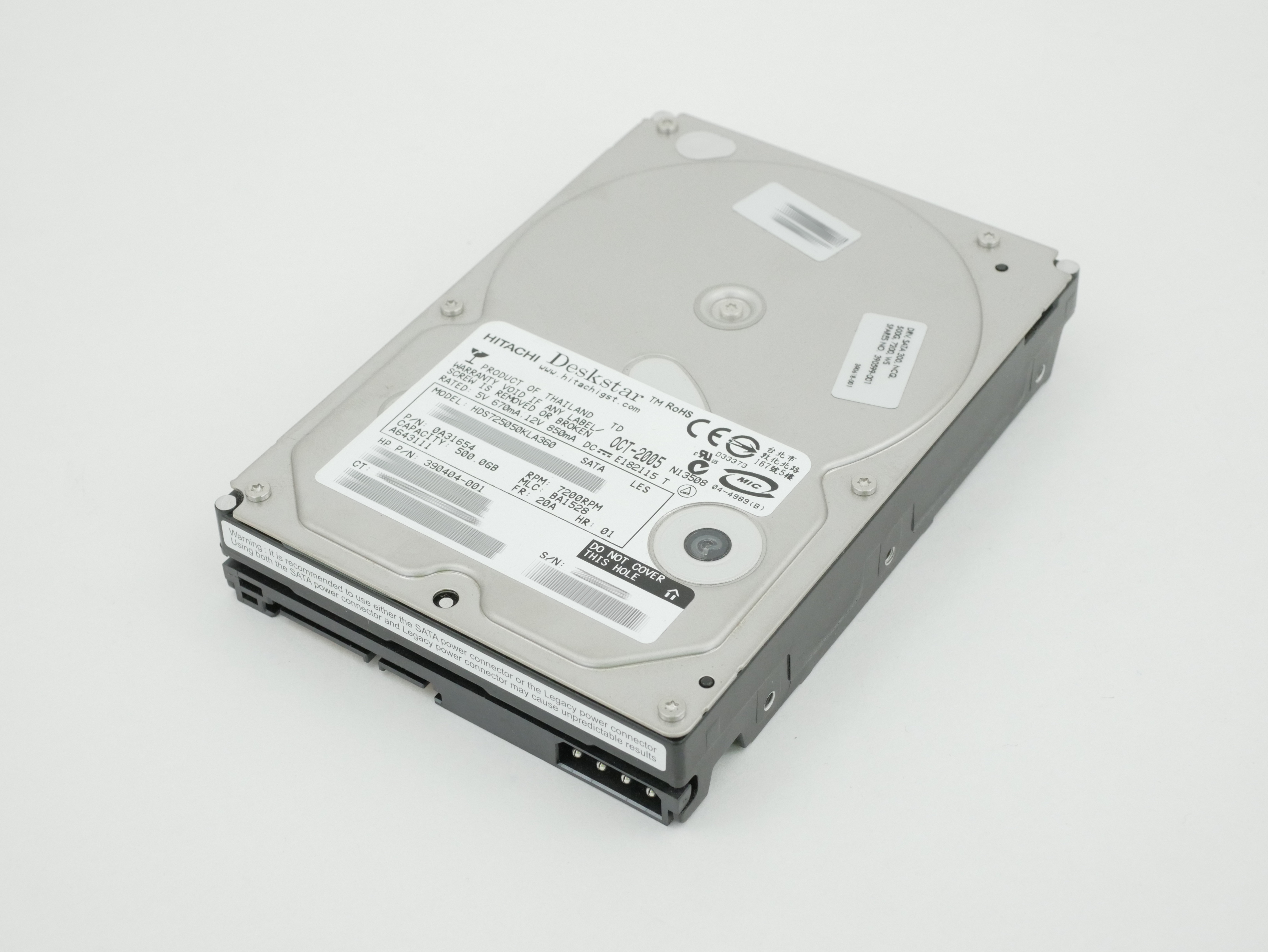 HP Hitachi 500GB 7200 RPM SATA 3.5" HDS725050KLA360 390404-001 390599-001