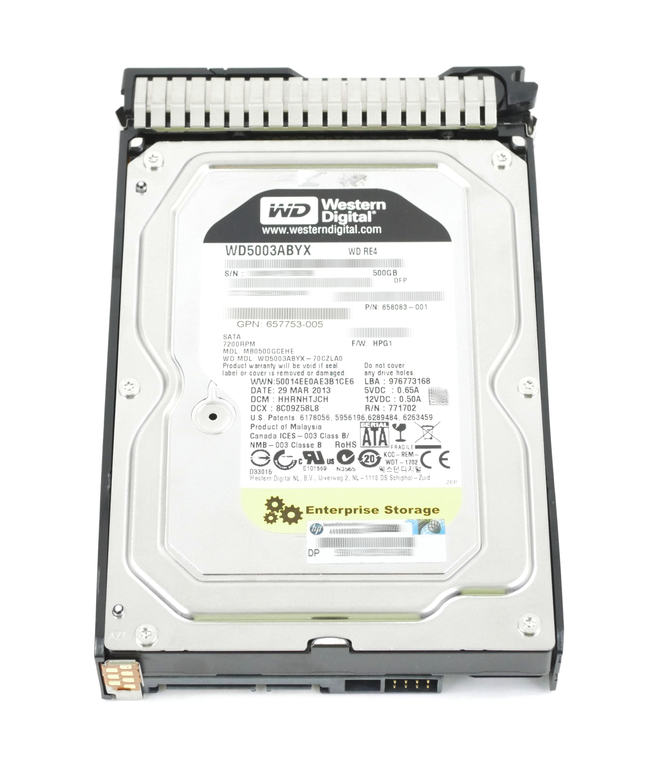 HP WD 500GB WD5003ABYX-70CZLA0 SATA 3.5" 658083-001 658103-001 658071-B21 - Click Image to Close