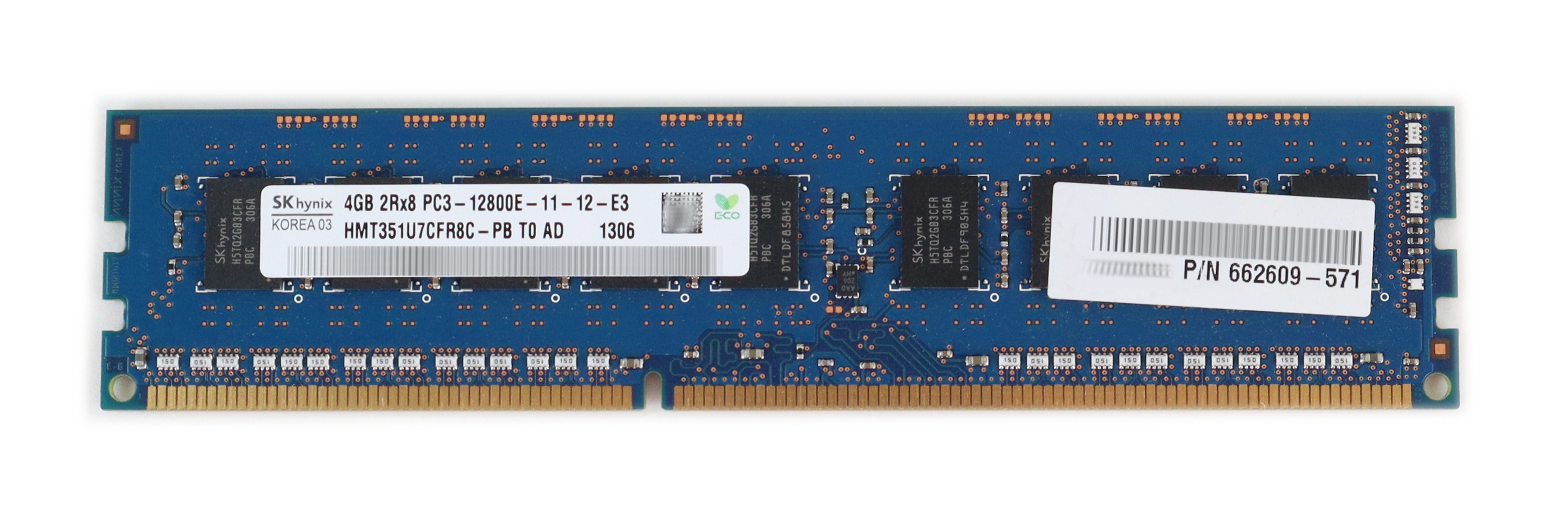 HP Hynix HMT351U7CFR8C-PB 4GB PC3-12800E DDR3-1600 ECC 240-Pin DIMM 662609-571