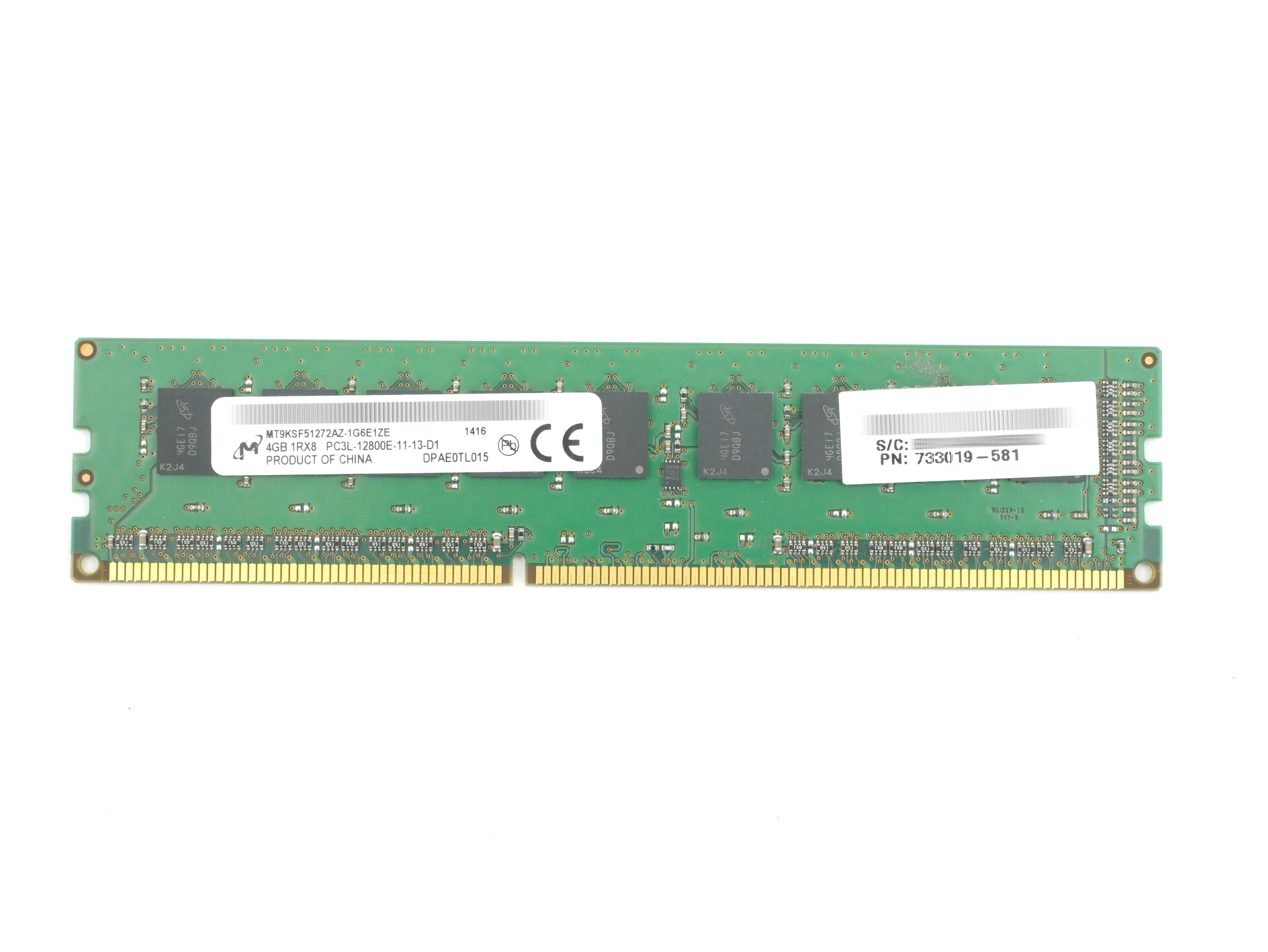 HP Micron 4GB MT9KSF51272AZ-1G6E1 DDR3-1600MHz PC3-12800E 733019-581