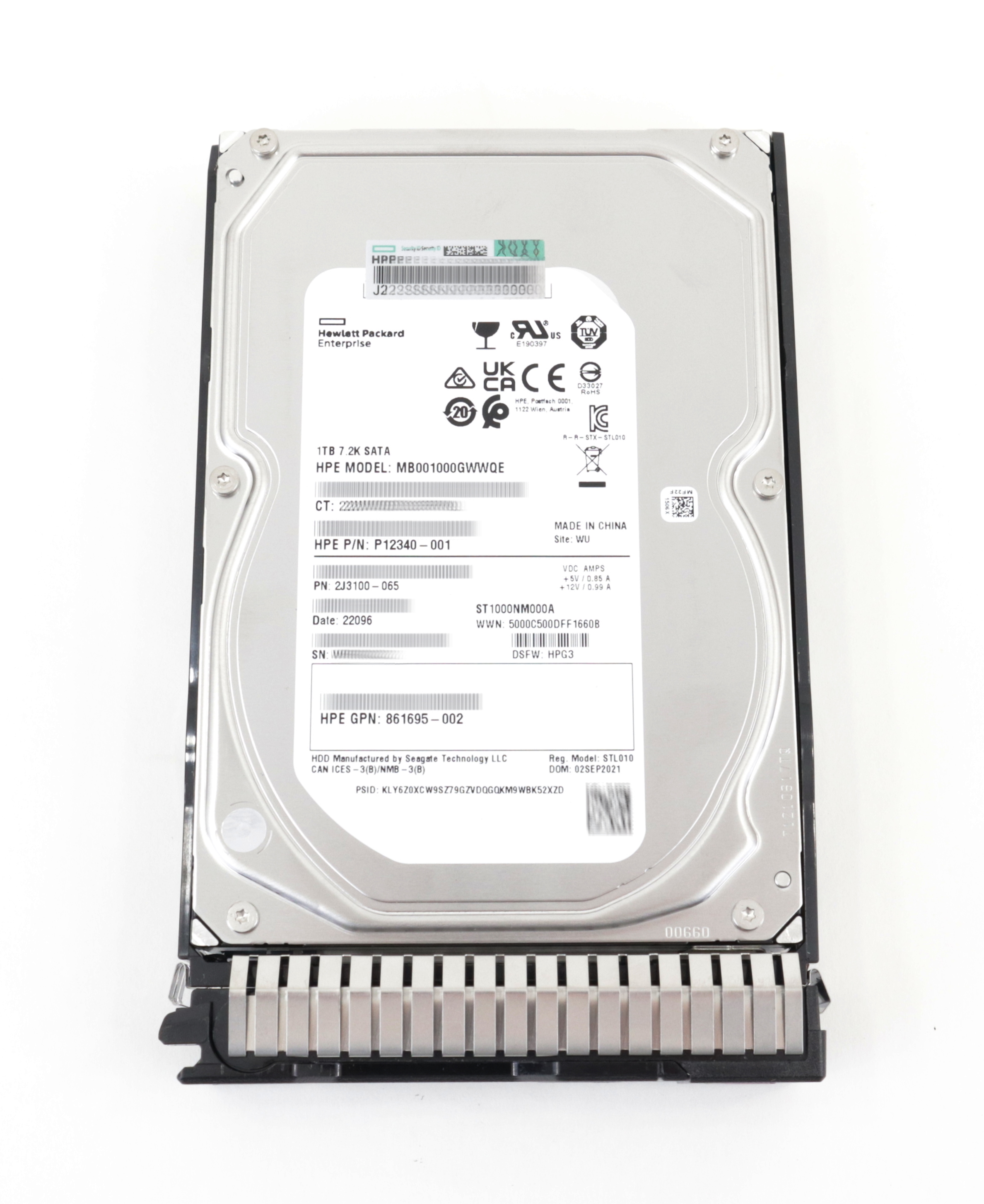 HPE Seagate 1TB MB001000GWWQE ST1000NM000A SATA 7.2K 3.5" P12340-001 862128-001 - Click Image to Close