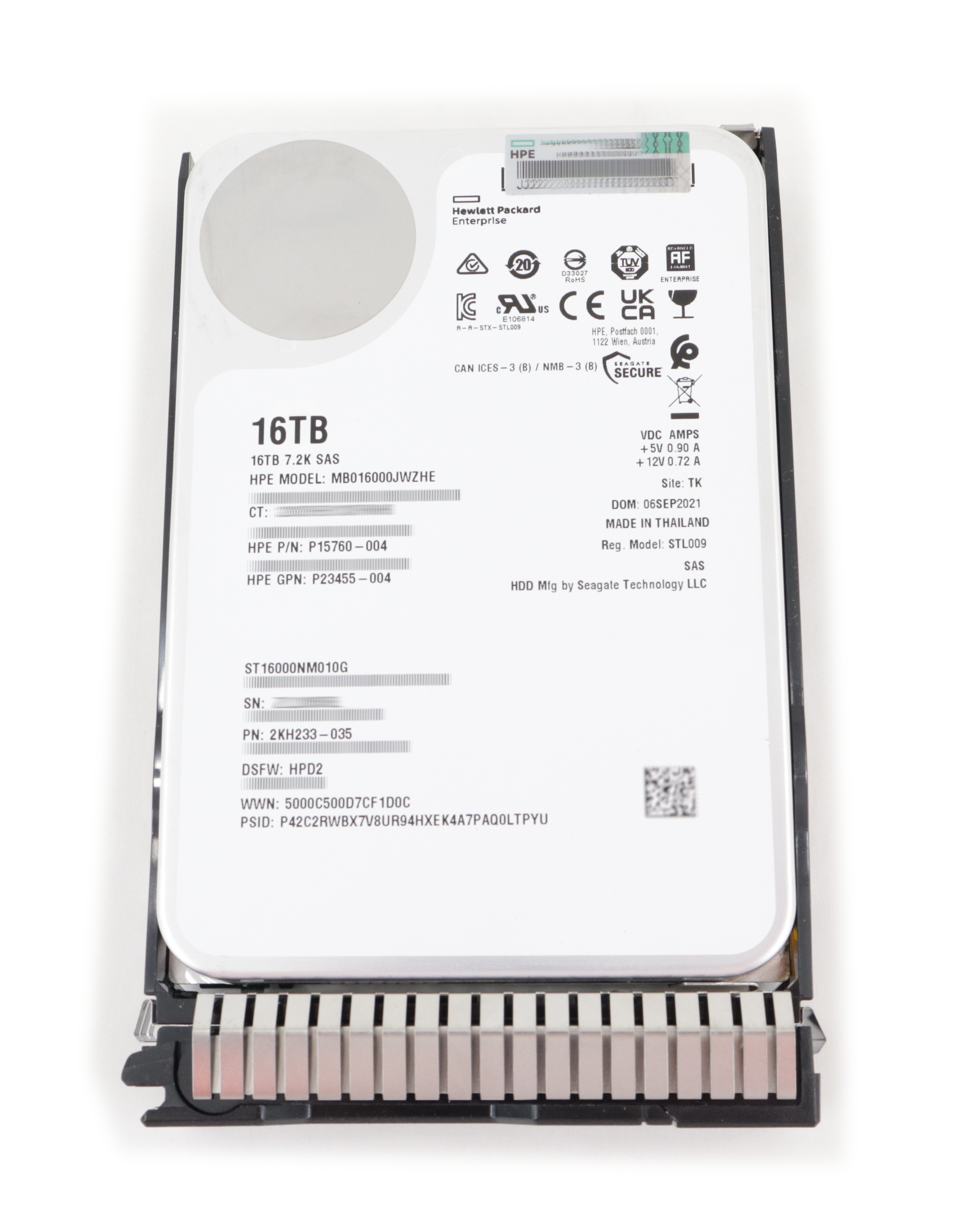 HPE Seagate 16TB MB016000JWZHE ST16000NM010G SAS 7.2K RPM 2KH233-035 P23863-B21