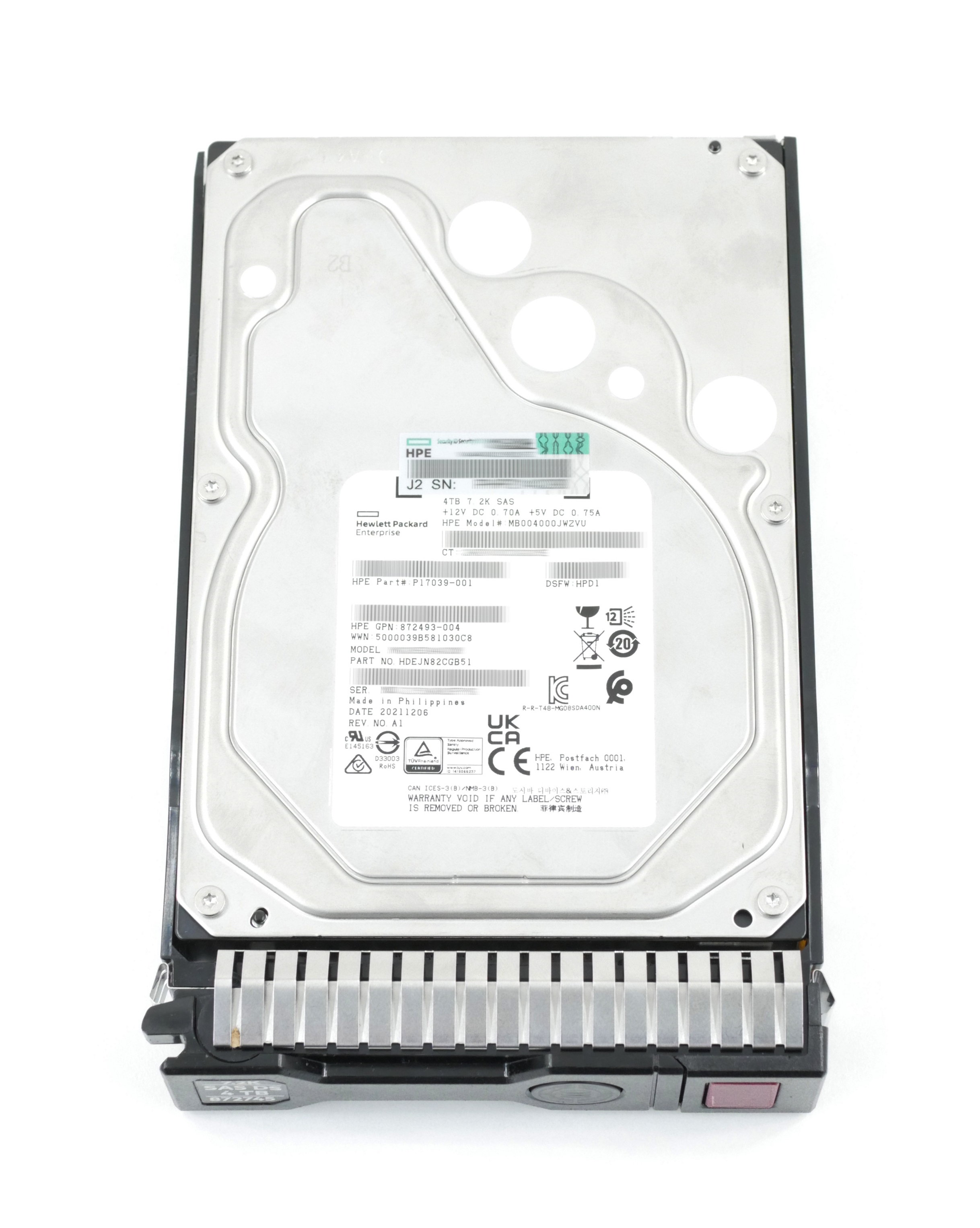 HPE 4TB MB004000JWZVU 7200 RPM SAS 12Gb/s 3.5" P17039-001 872745-001 872487-B21 - Click Image to Close