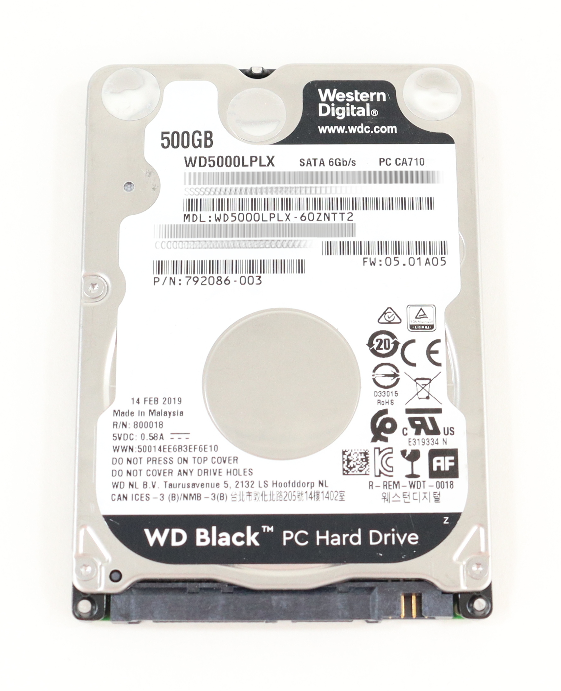 HP WD Black 500GB WD5000LPLX-60ZNTT2 7.2K RPM SATA 6Gb/s PC CA710 792086-003