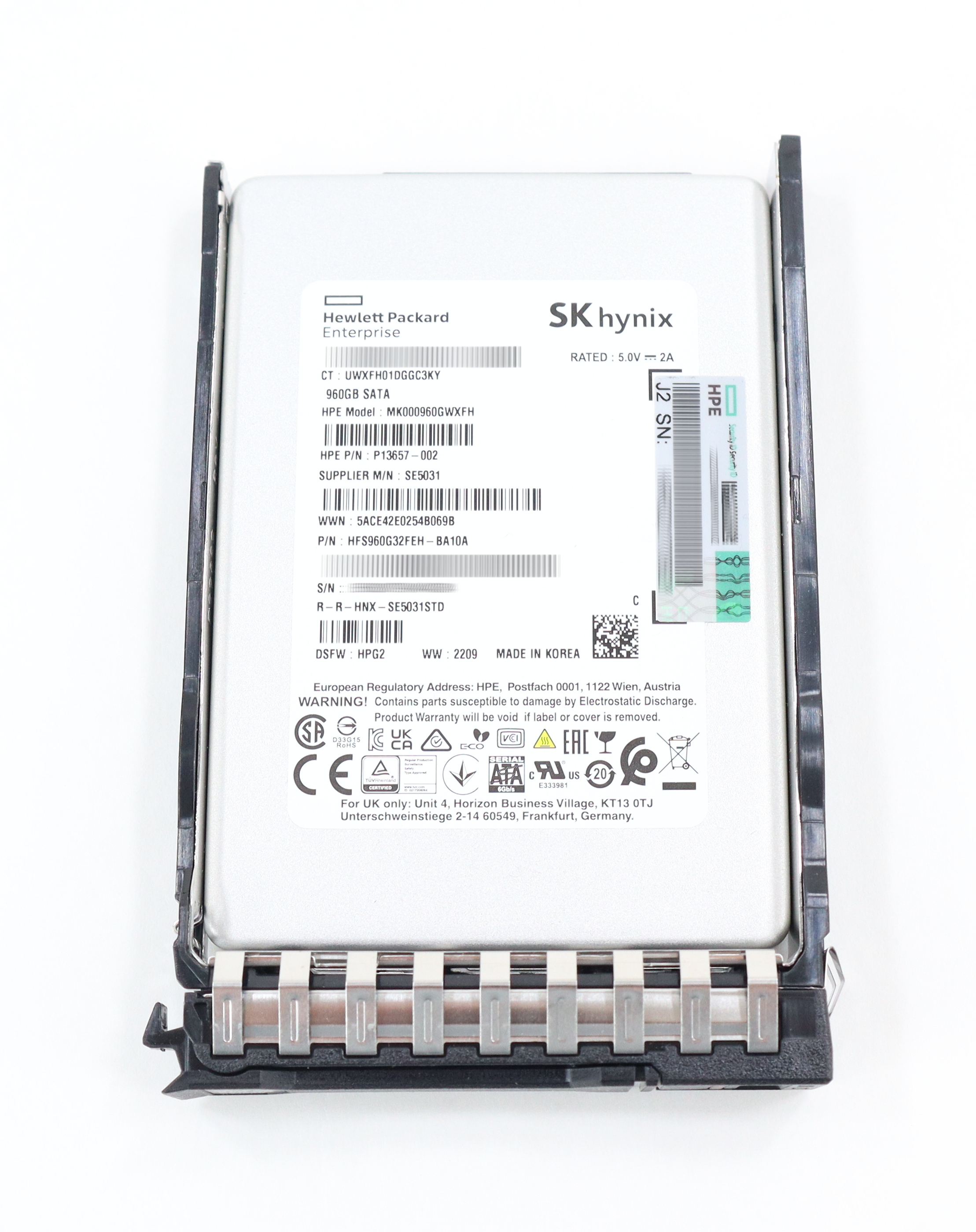 HP Hynix 960GB MK000960GWXFH SSD SATA 2.5" P13657-002 P41528-001 P40503-B21