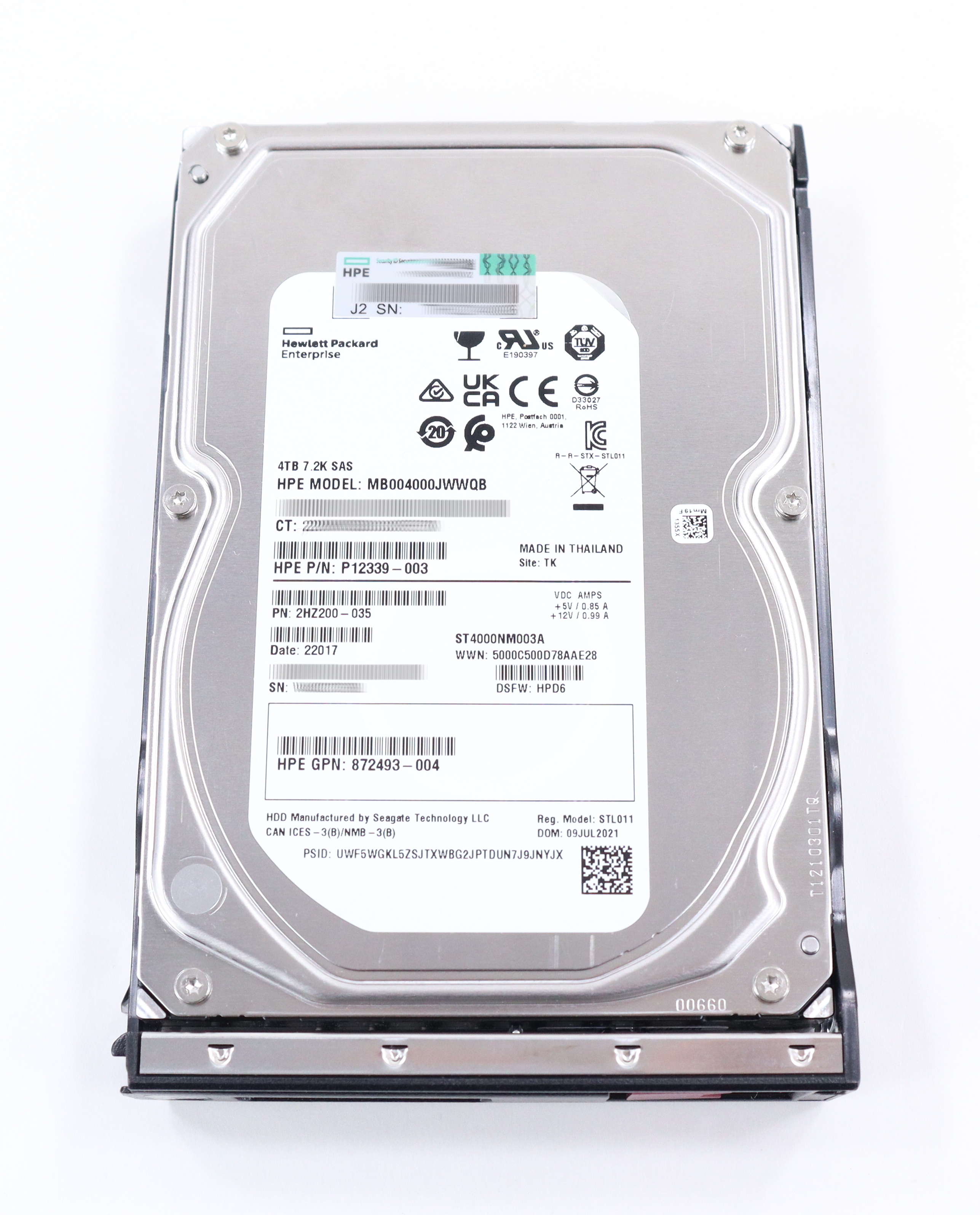 HP Seagate 4TB MB004000JWWQB ST4000NM003A SAS P12339-003 833928-B21 834134-001 - Click Image to Close