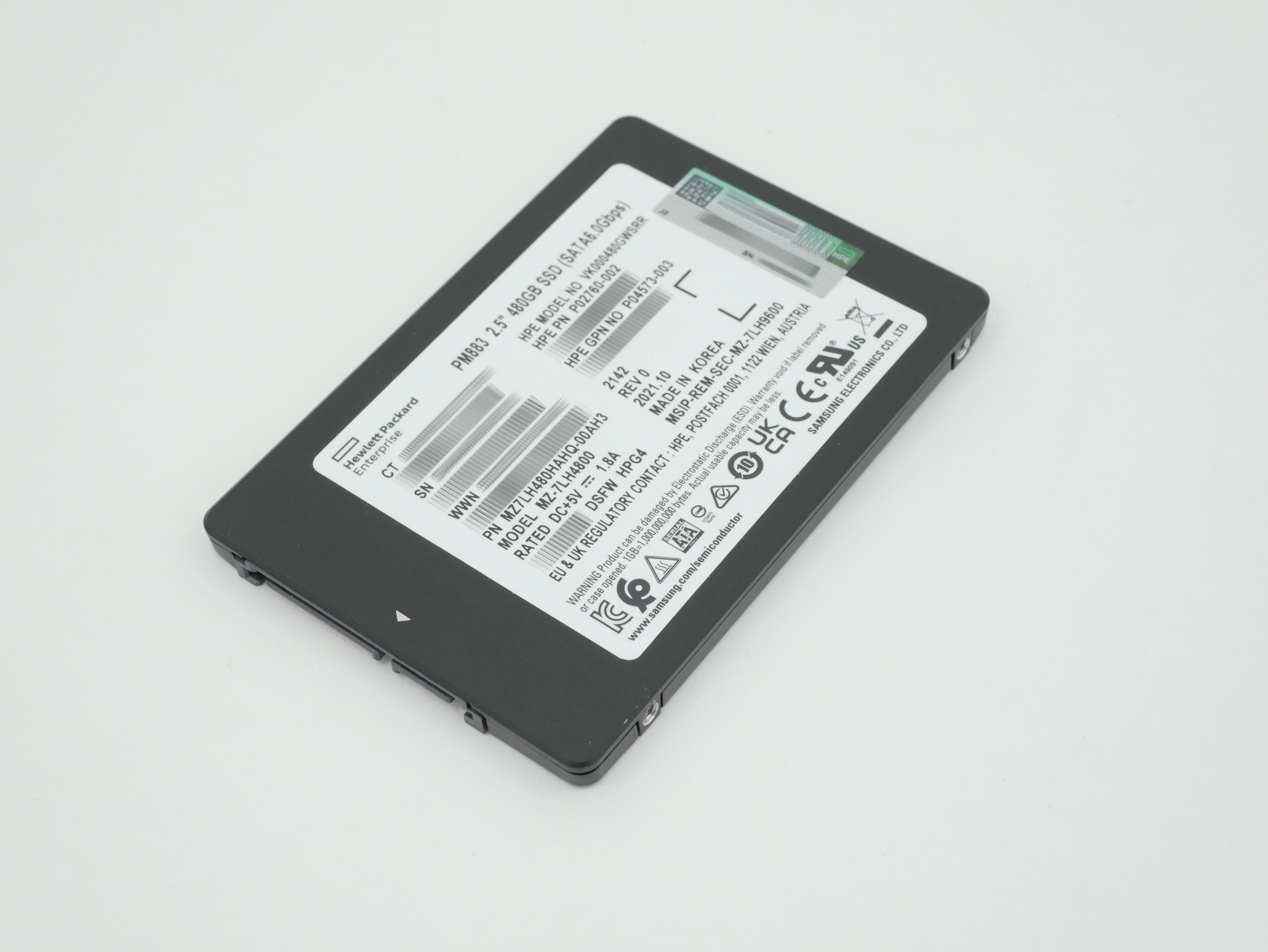 HPE 480GB VK000480GWSRR 2.5" SATA 6.0Gbps P02760-002 P05320-001 P04560-B21