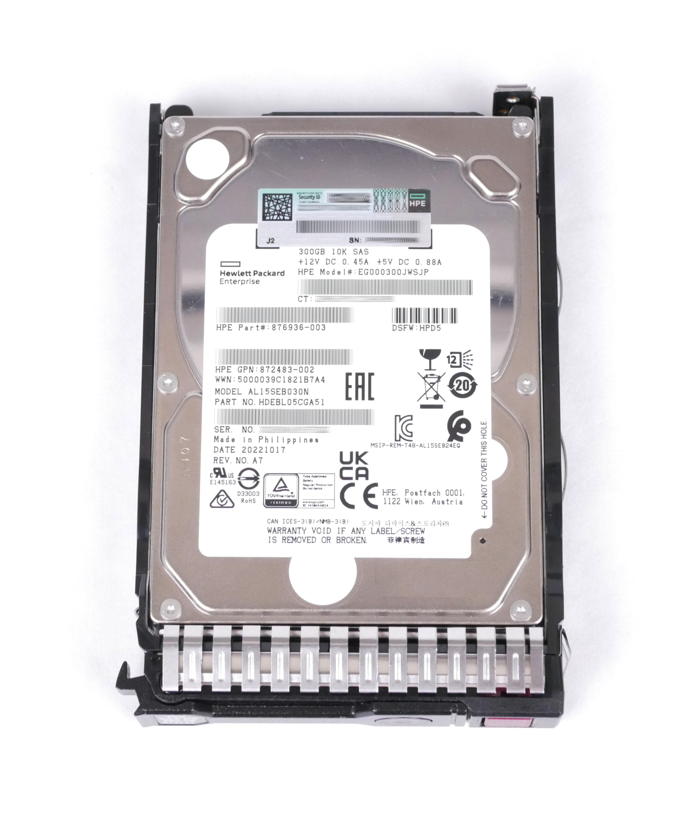 HPE 300Gb EG000300JWSJP 10K RPM SAS 12Gb/s 2.5" 876936-003 872735-001