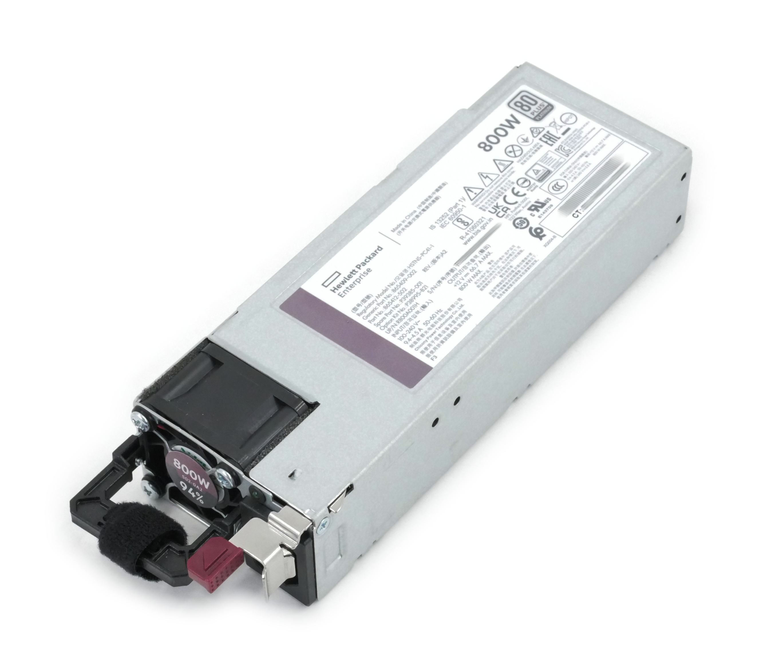HPE HSTNS-PC41-1 PSU In 100-240V 9.4-4.5A Out 12V 66A 800W 865412-502 P39385-001