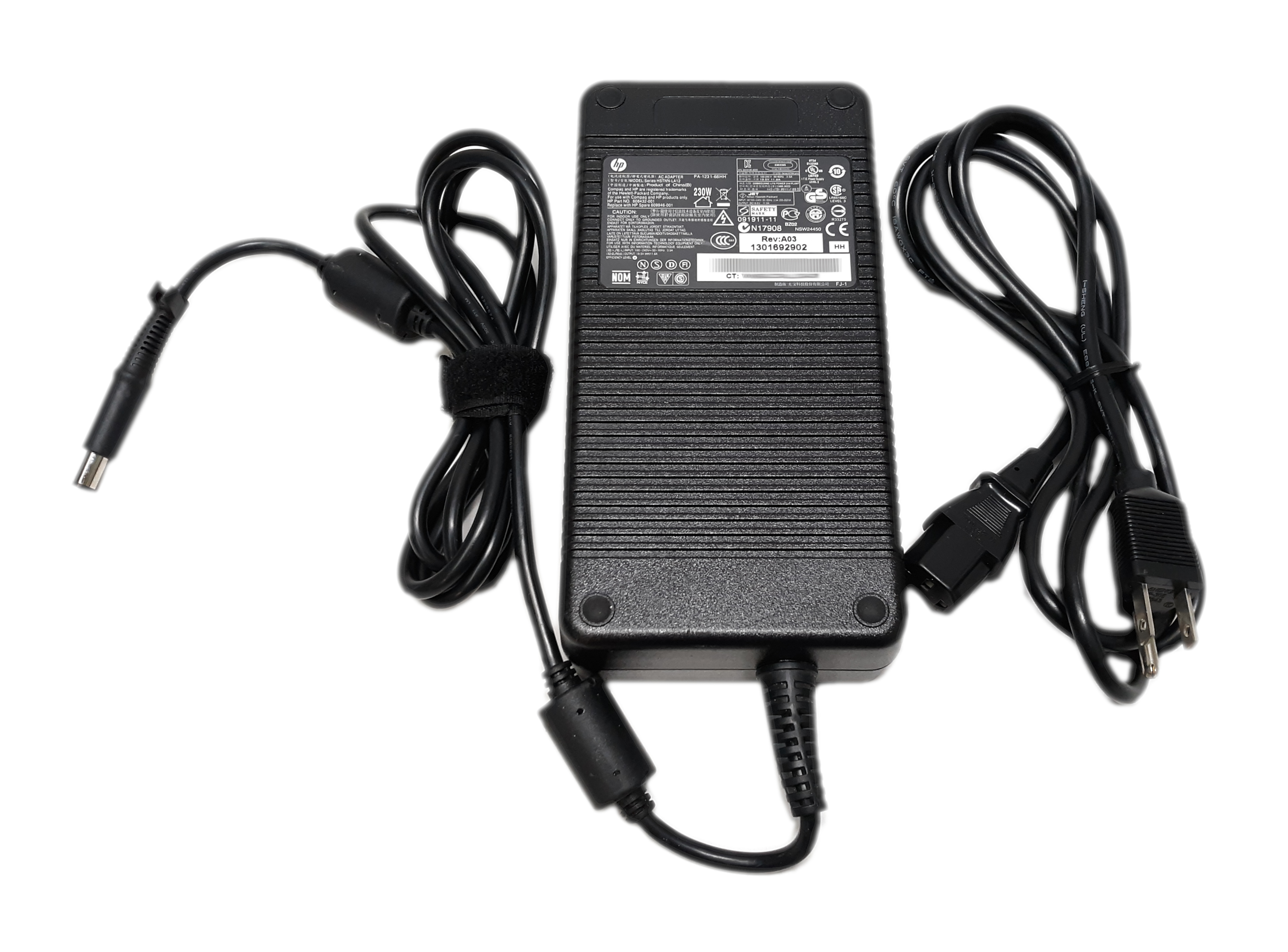 HP AC Power Adapter HSTNN-LA12 230W Input: 100-240V 3.5A Output: 19.5V 11.8A 608432-001 609946-001 - Click Image to Close