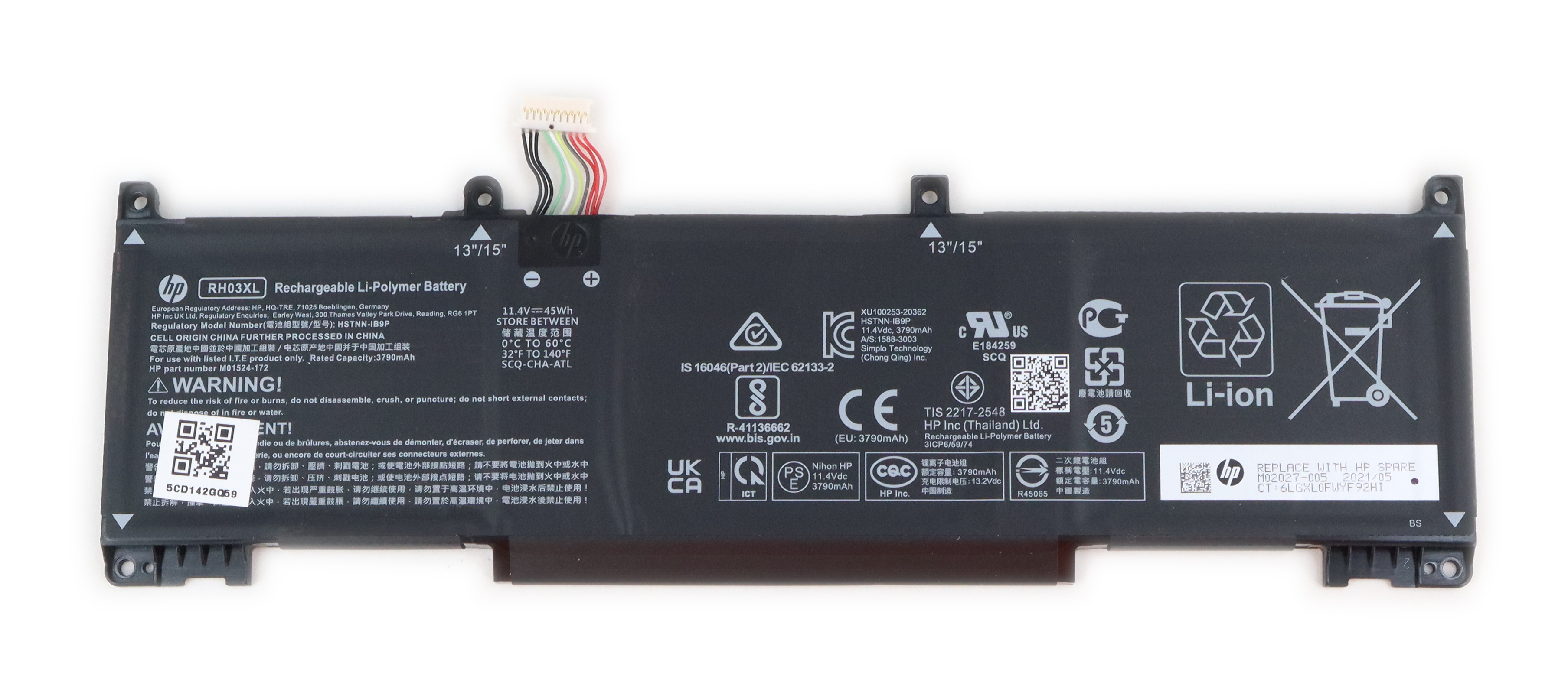 Battery for HP ProBook 650 G8 11.4V 45Wh 3790mAh RX03XL HSTNN-IB9P M02027-005 - Click Image to Close