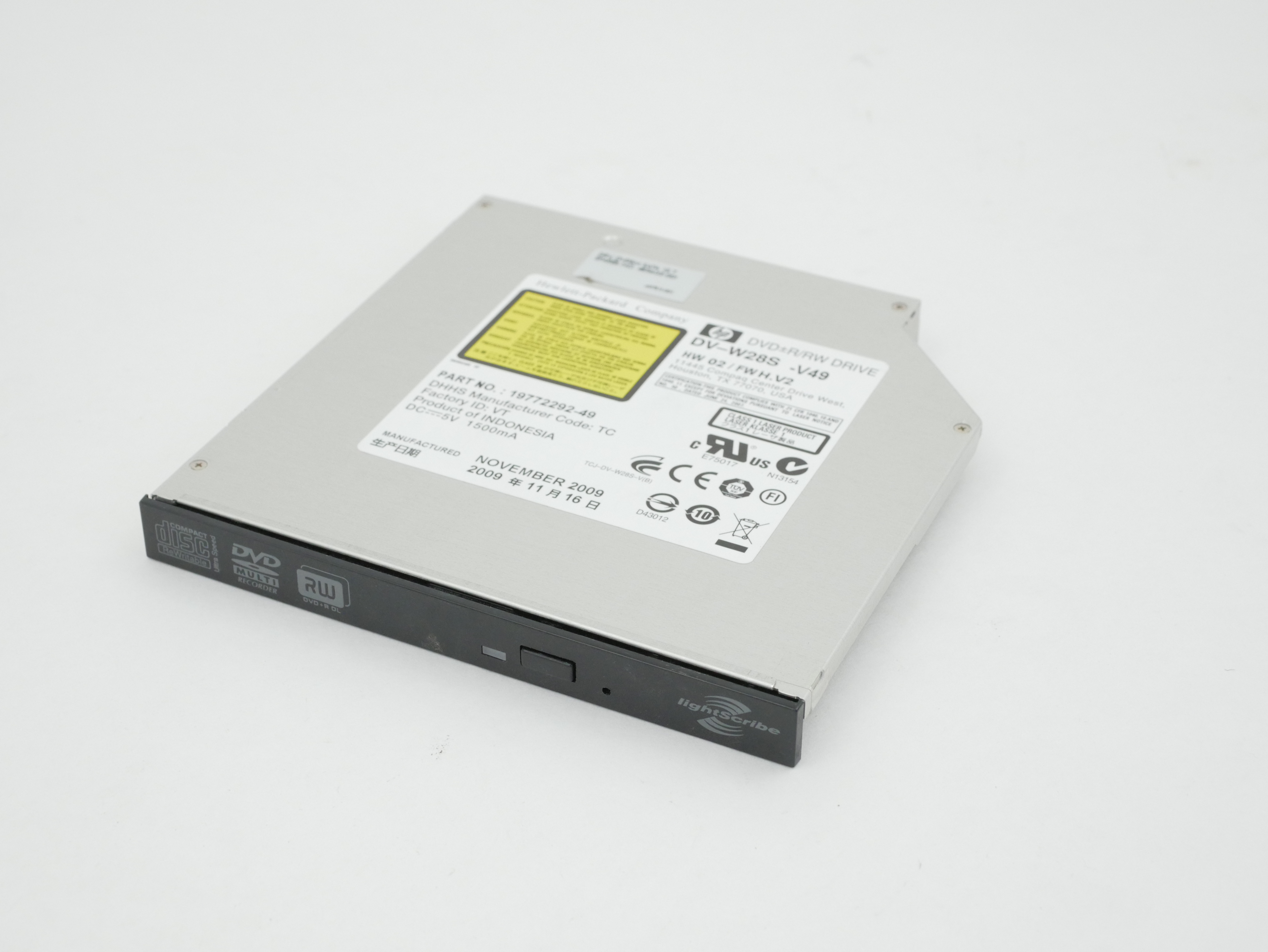 HP DVD RW Optical Drive SATA Lightscribe DV-W28S-V49 19772292-49 485603-001
