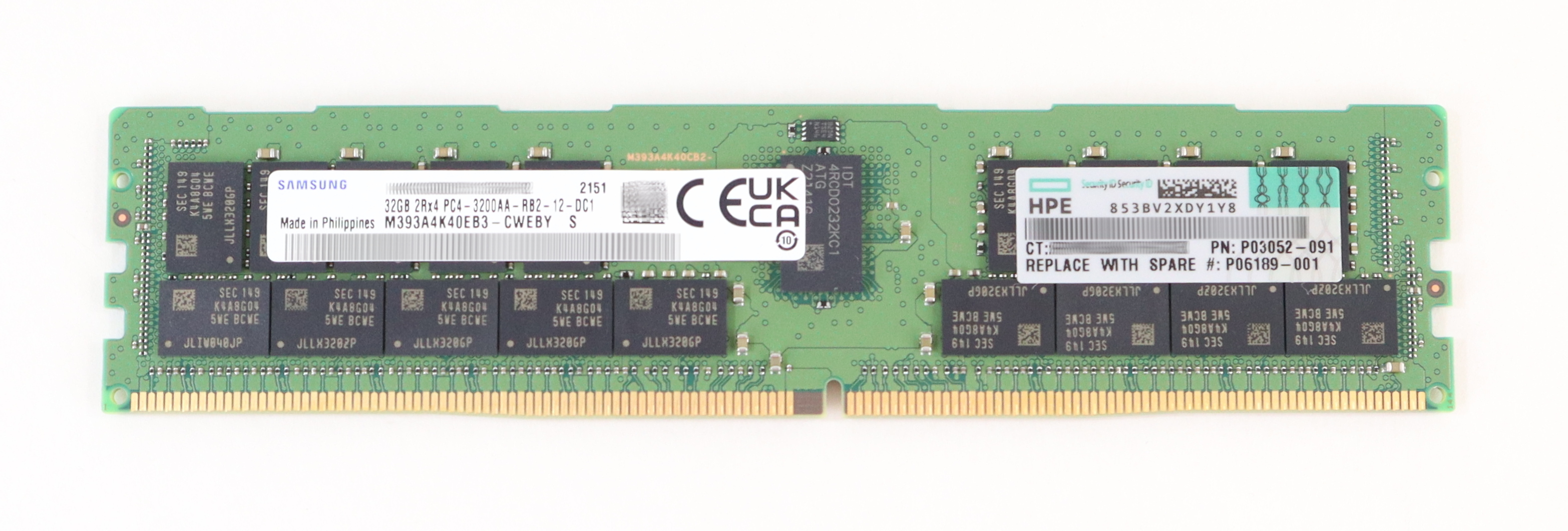 HP 32GB PC4-3200AA DDR4 25600 Dimm 288pin ECC 1.2V Server Memory P03052-091