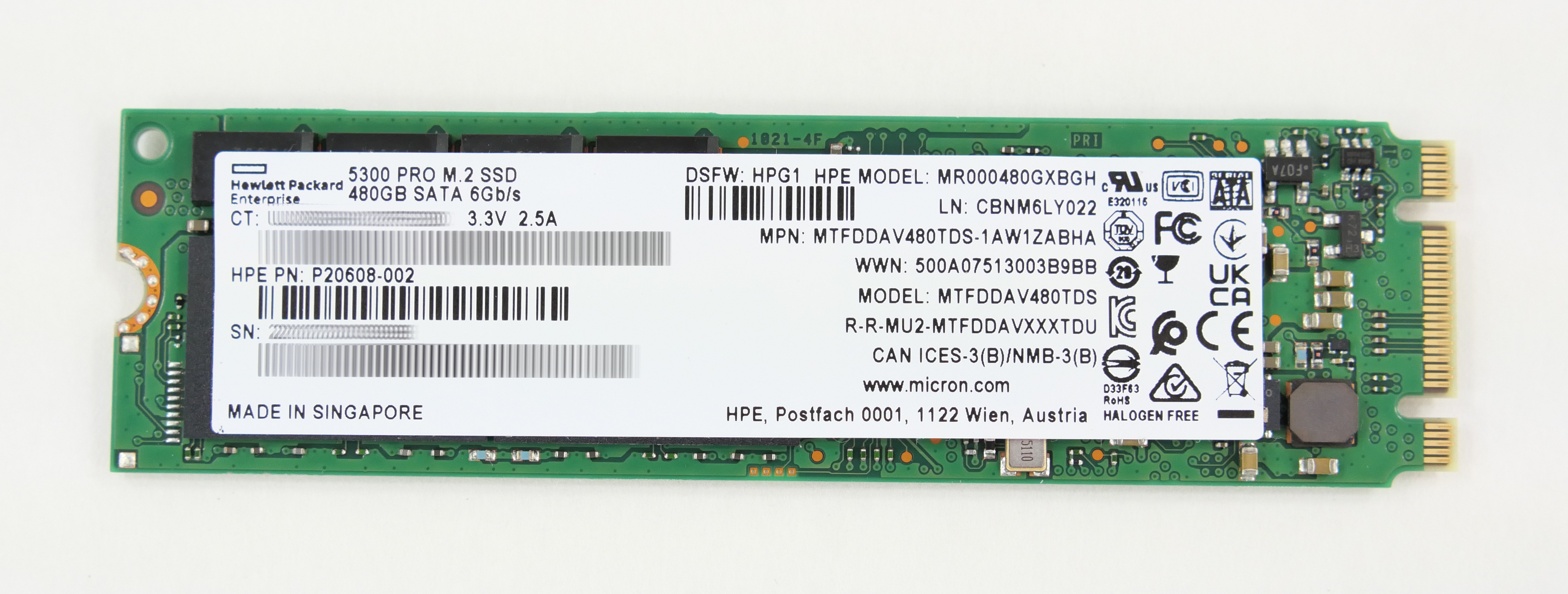 HP 5300 Pro 480GB SSD M.2 SATA 6GB/s MTFDDAV480TDS-1AW1ZABHA P20608-002