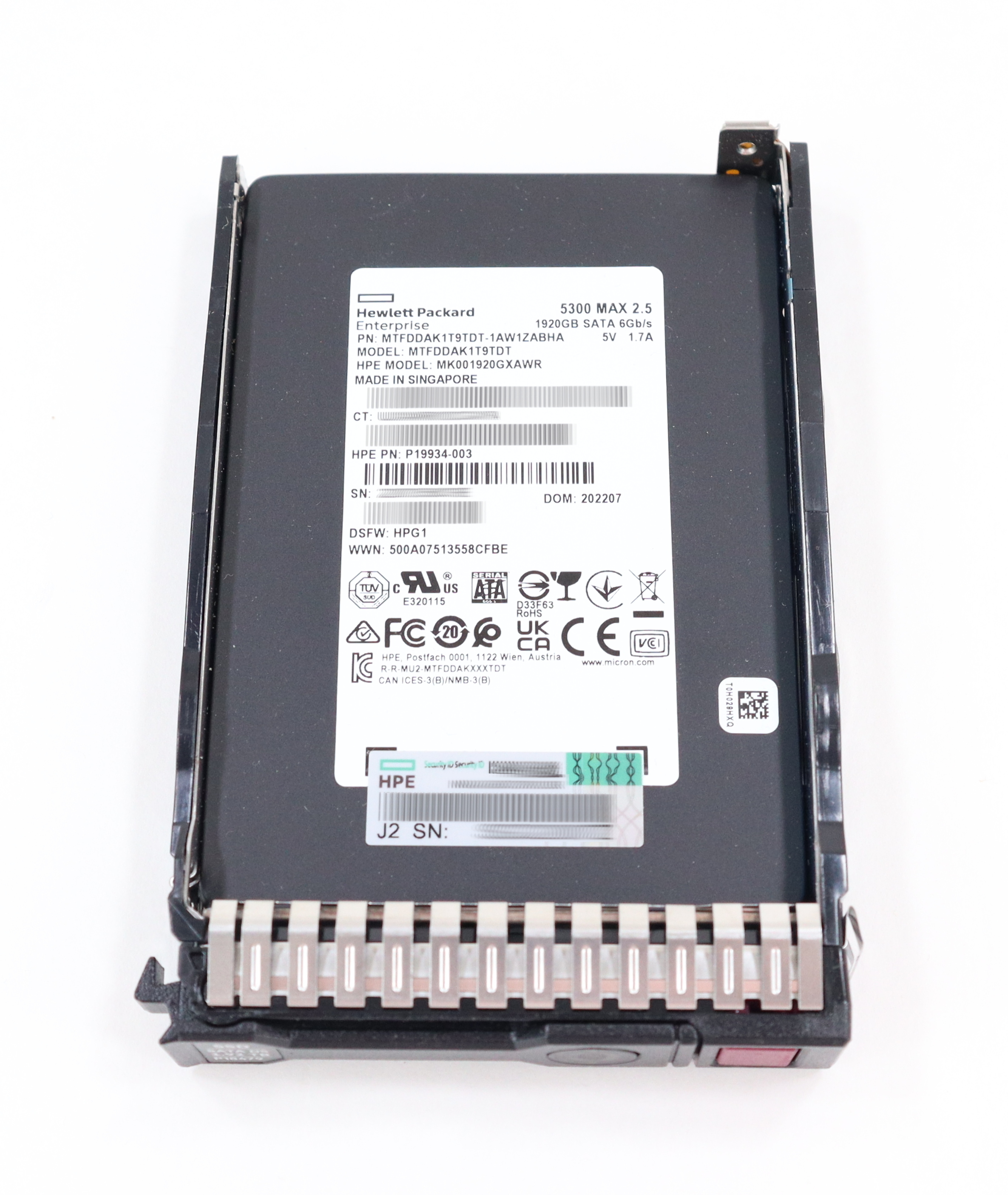 HP Micron 1.92TB MTFDDAK1T9TDT SATA SSD HotSwap P19934-003 P18479-001 P18436-B21