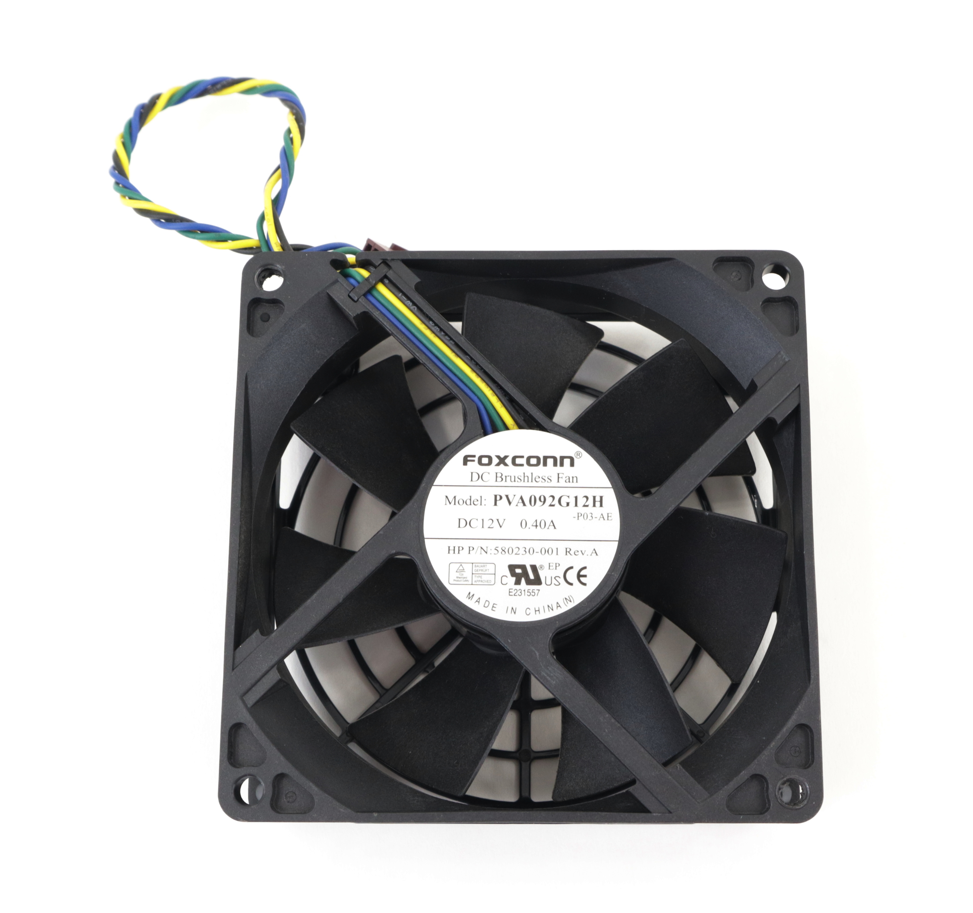 HP Foxconn Cooling Fan PVA092G12H-P03-AE DC 12V 0.4A 92mm 4pin 4-Wire 580230-001 - Click Image to Close