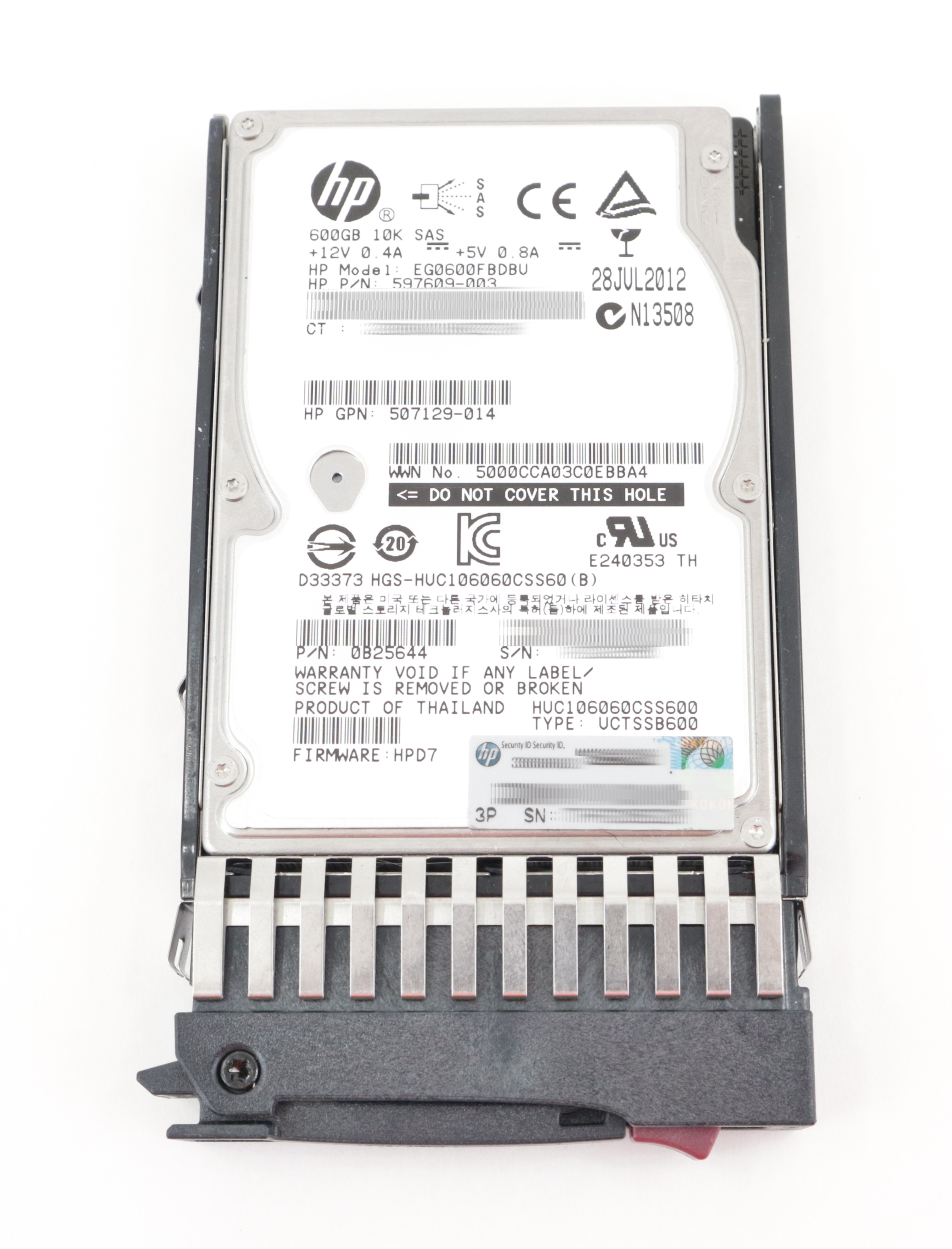 HPE Hitachi 600GB EG0600FBDBU 10K RPM SAS 2.5" Hot-Swap 581311-001 581286-S21 - Click Image to Close