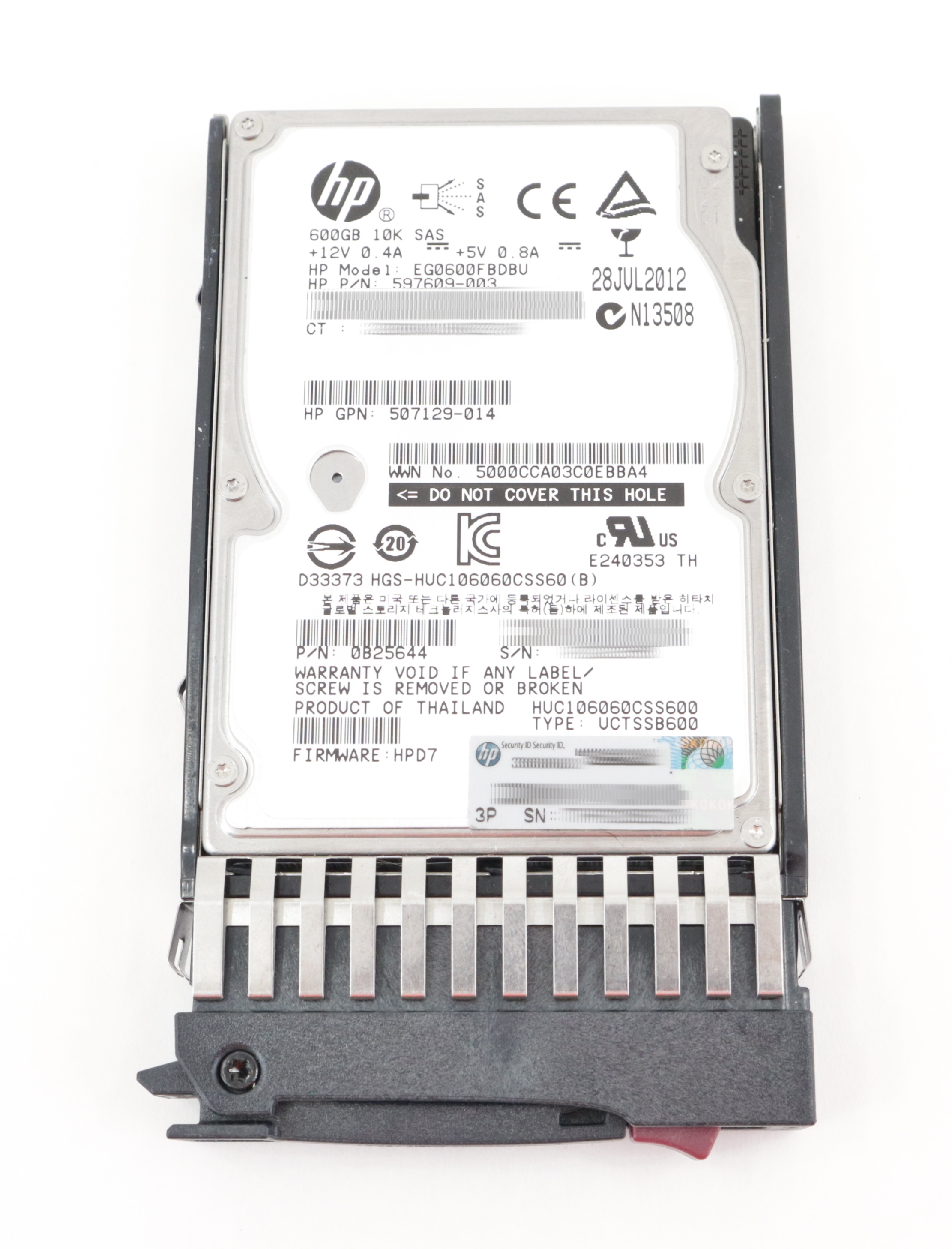 HPE Hitachi 600GB EG0600FBDBU 10K RPM SAS 2.5" Hot-Swap 581311-001 581286-S21