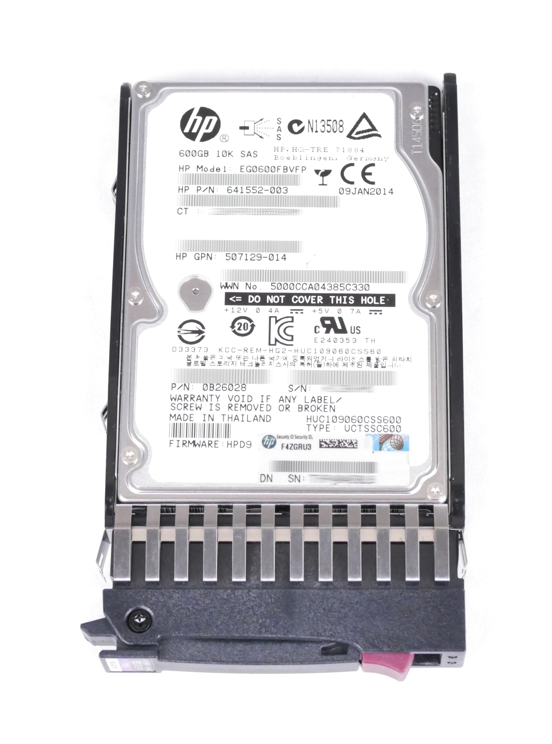 HPE Hitachi 600GB EG0600FBVFP HUC109060CSS600 SAS 6Gb/s 641552-003 581311-001 - Click Image to Close