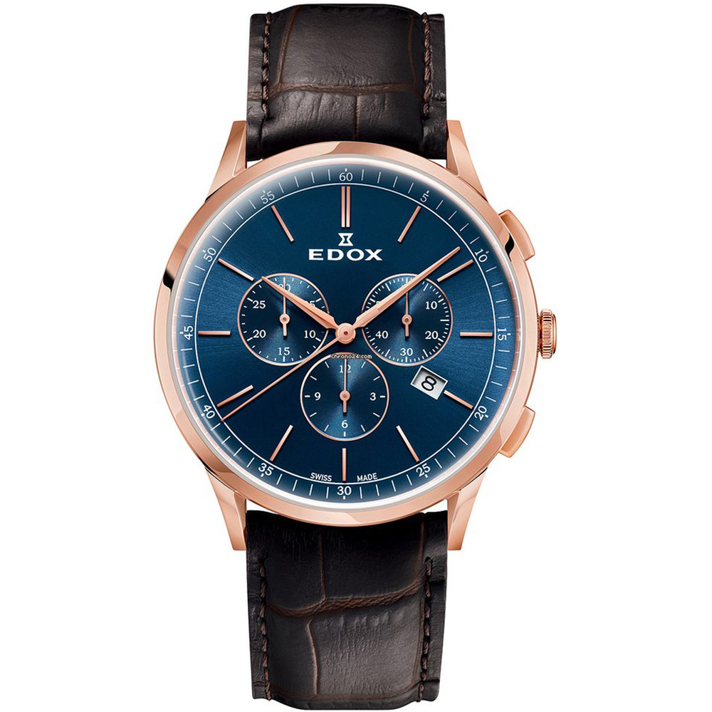 Edox Les Vauberts Chronograph Men's Watch 42mm 10236-37RC-BUIR - Click Image to Close