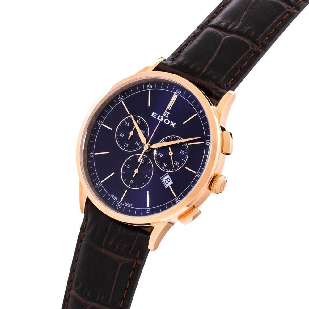 Edox Les Vauberts Chronograph Men's Watch 42mm 10236-37RC-BUIR - Click Image to Close