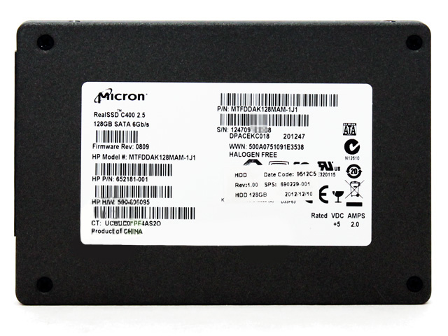 Micron 2.5" 128GB SSD SATA C400 6GB/s HP 652181-002 - Click Image to Close