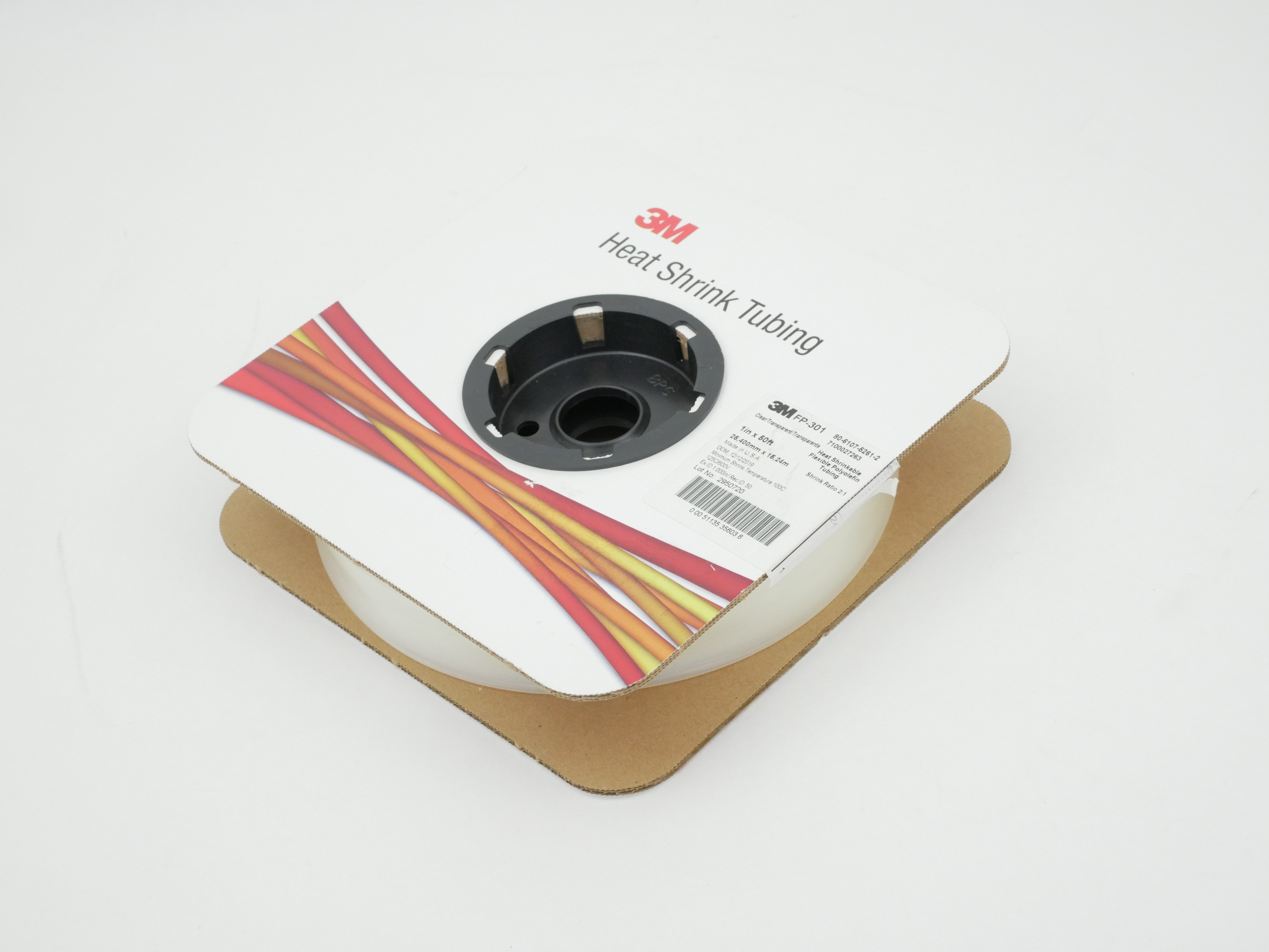 3M Heat Shrink Tubing Thin Wall Clear 1"x50' FP-301 80-6107-5261-2