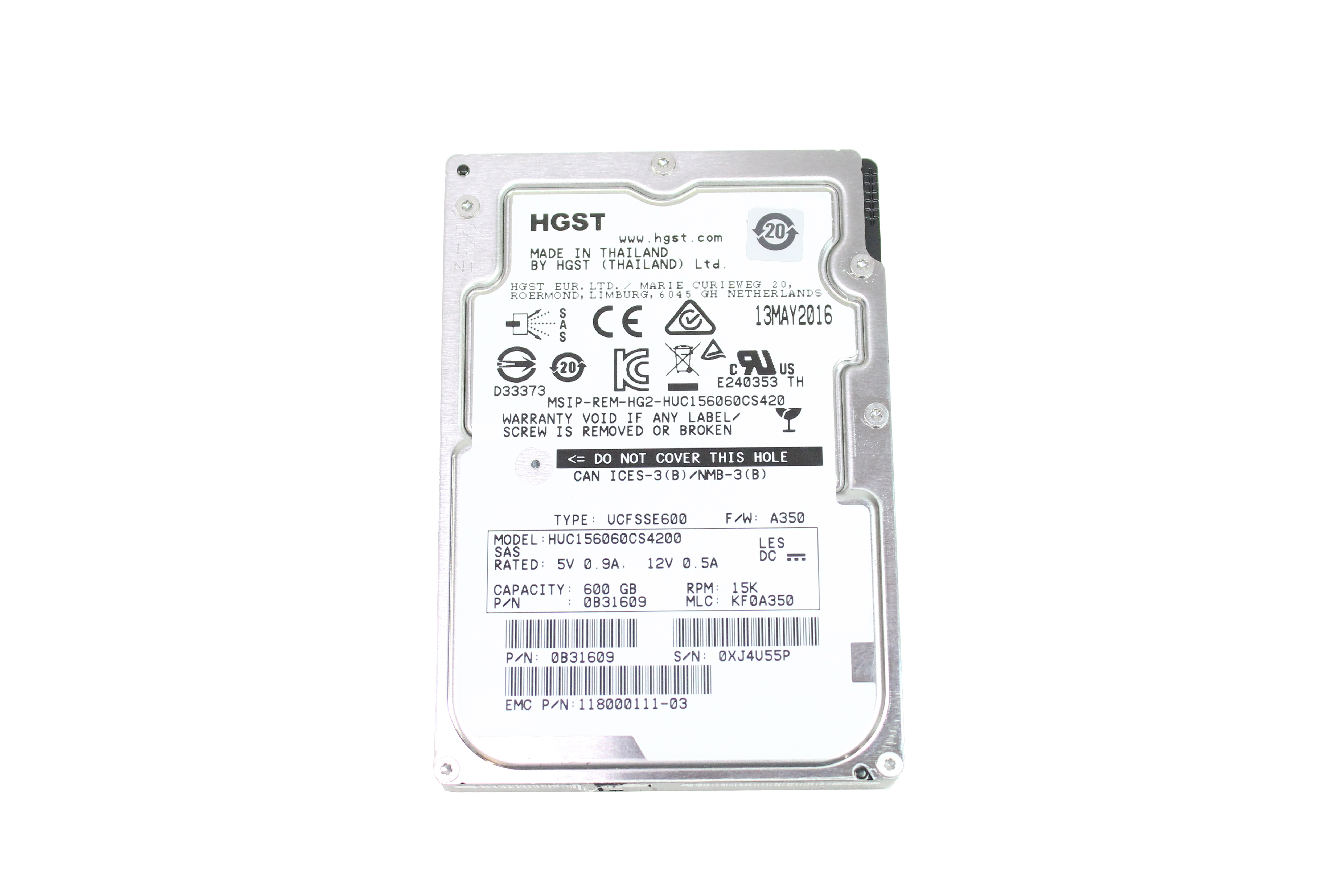 HGST 600Gb HUC156060CS4200 15K RPM 12GB/s SAS 2.5" EMC 118000111-03 UCFSSE600 - Click Image to Close