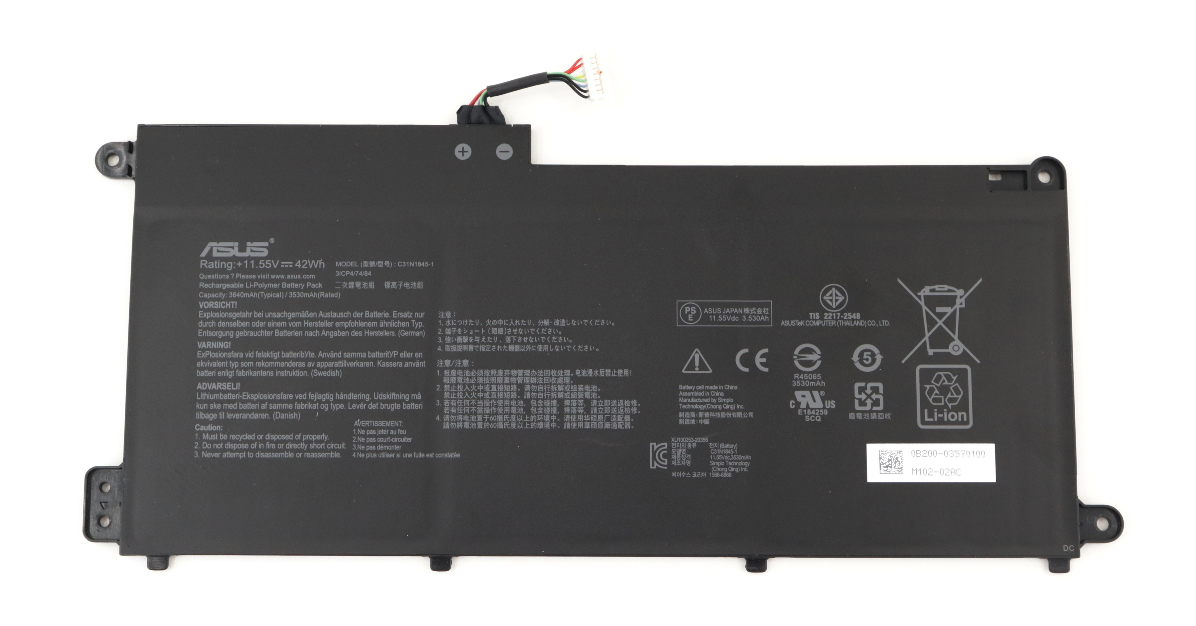 Asus Laptop battery 14 Chromebook C31N1845-1 45W 11.55V 42Wh - Click Image to Close