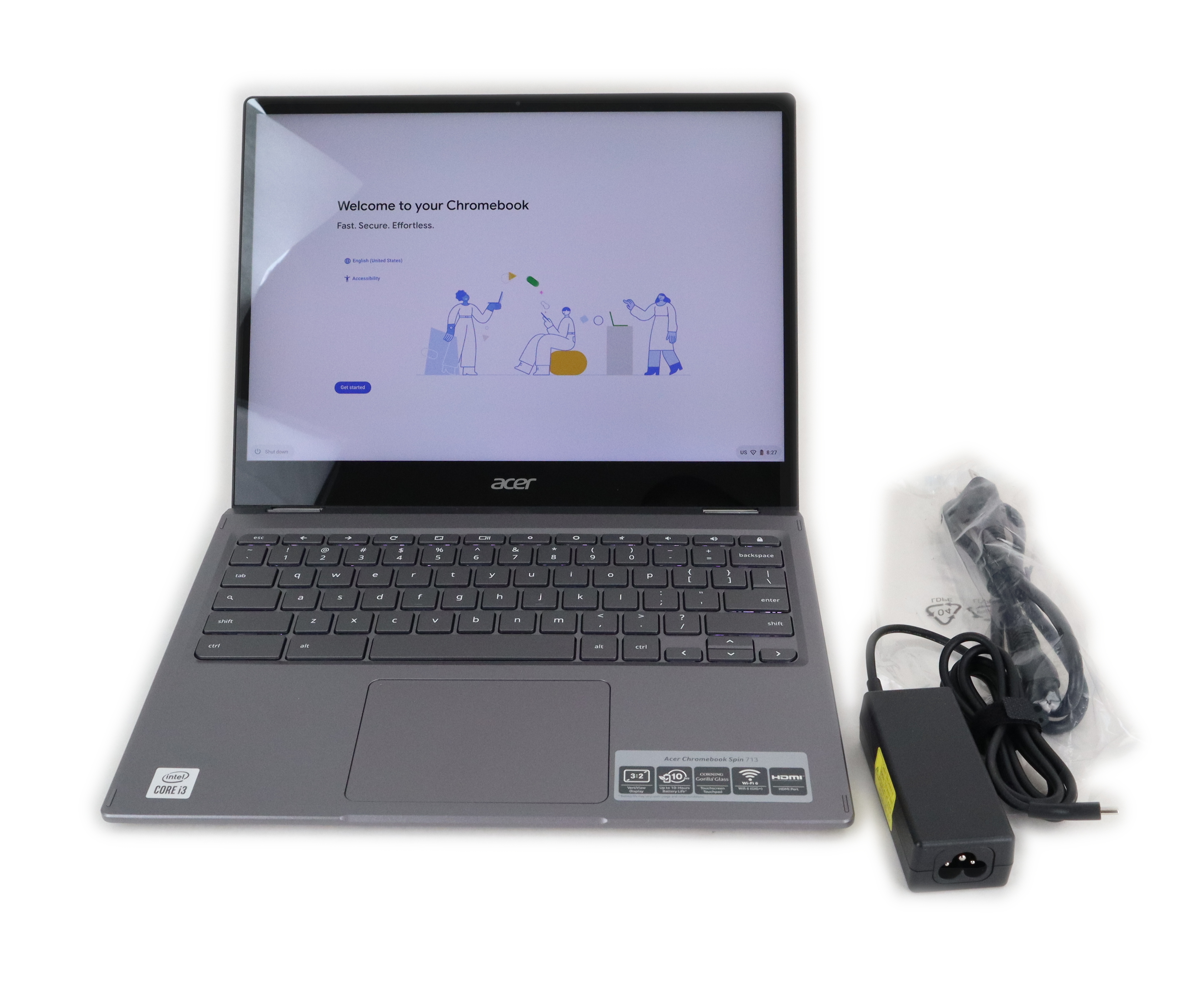Acer Chromebook Spin 13.5 CP713-2W-38P1 i3-10110U 8GB 256GB NX.HQBAA.001 [NX.HQBAA.001] - $499.00 Professional Multi Monitor Workstations, Graphics Card Experts