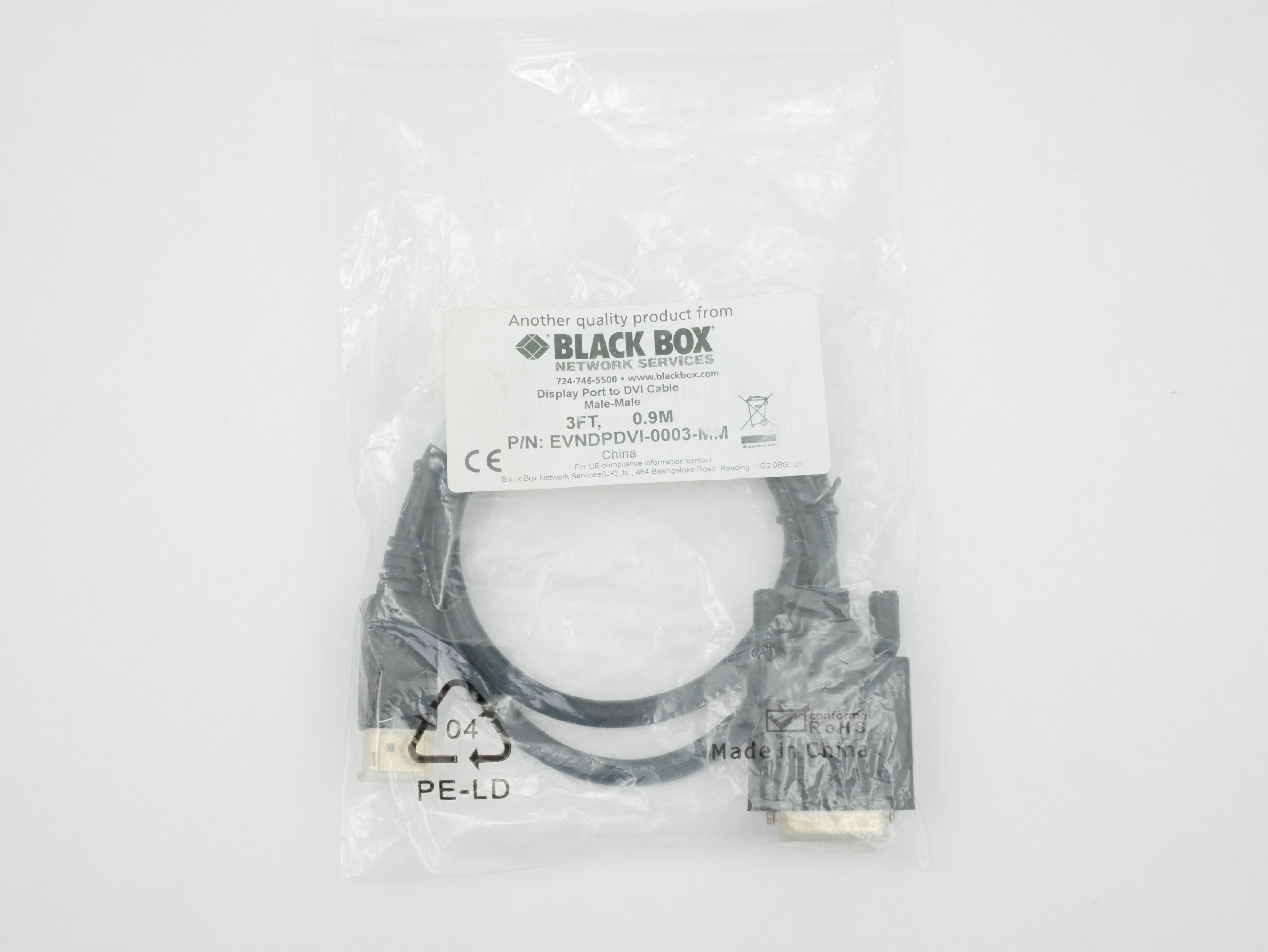 Black Box DP to DVI Cable 3ft EVNDPDVI-0003MM
