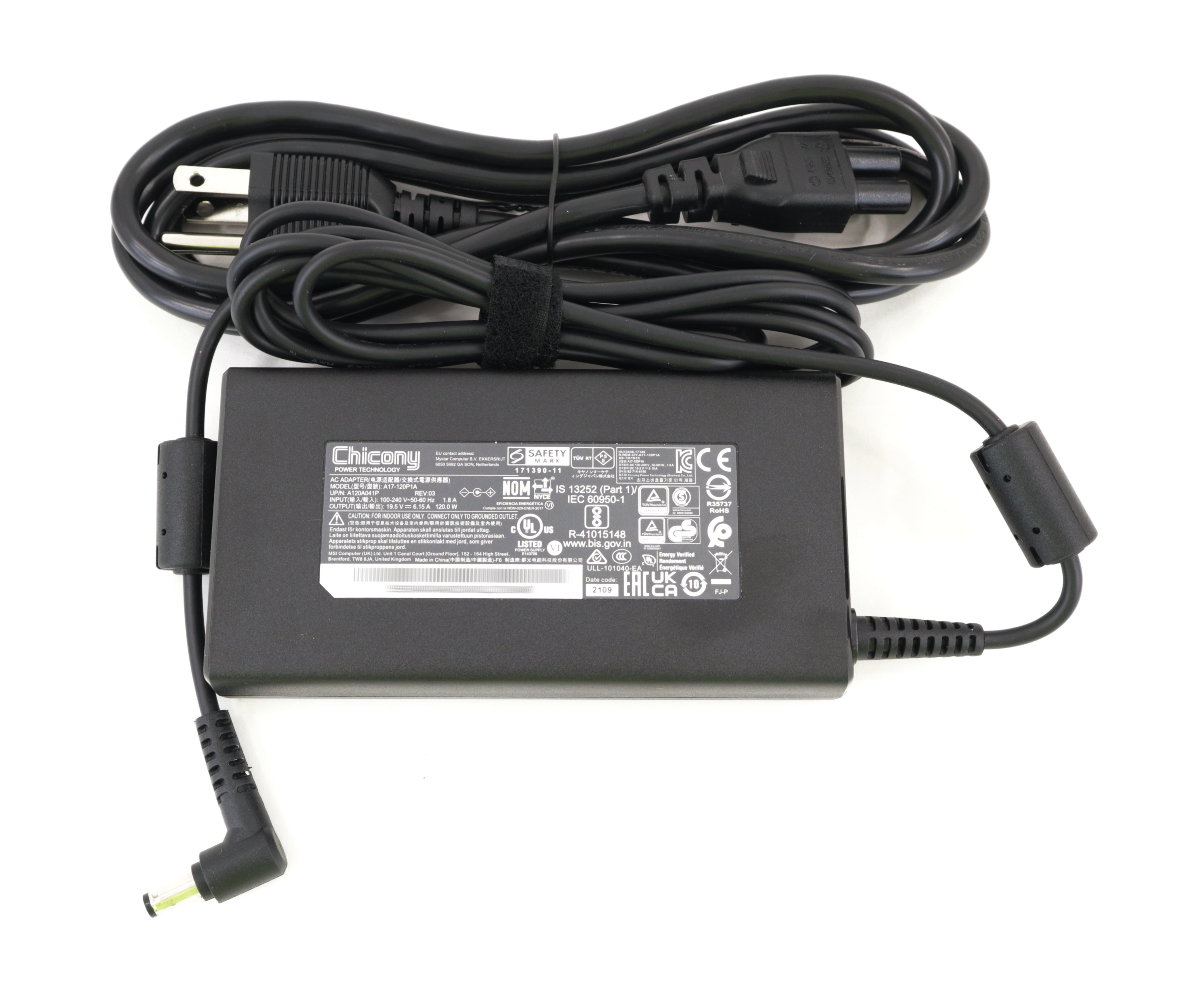 Chicony AC adapter A17-120P1A IN 100-240V 1.8A OUT 19.5V 6.15A 120W A120A041P