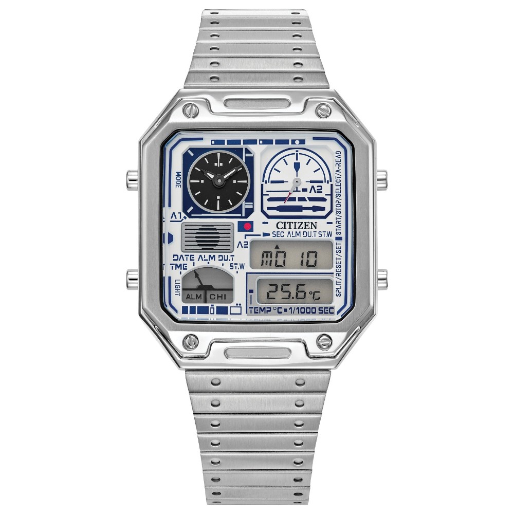 Citizen Star Wars R2-D2 Droid Ana-Digi Quartz Stainless Steel Silver Watch - Click Image to Close