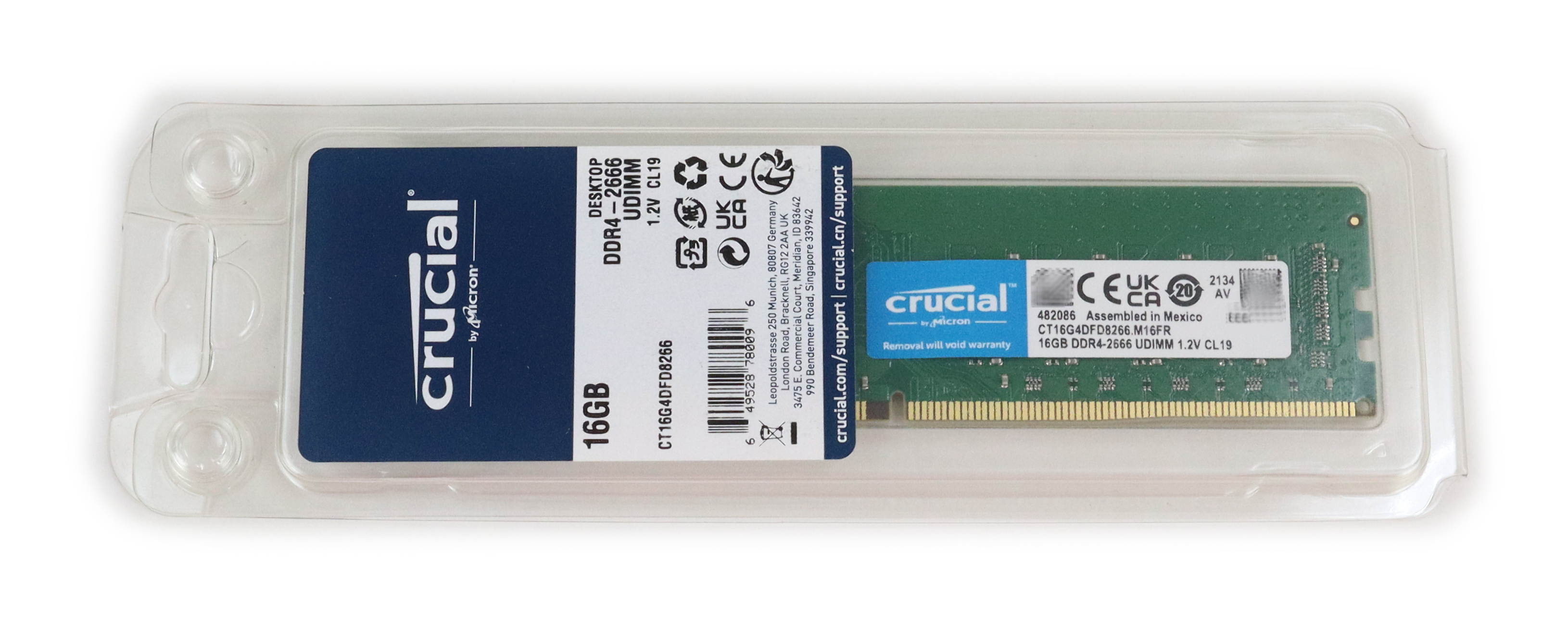 Crucial 16GB CT16G4DFD8266 M16FR DDR4-2666 UDIMM 1.2V CL19 For Desktop - Click Image to Close