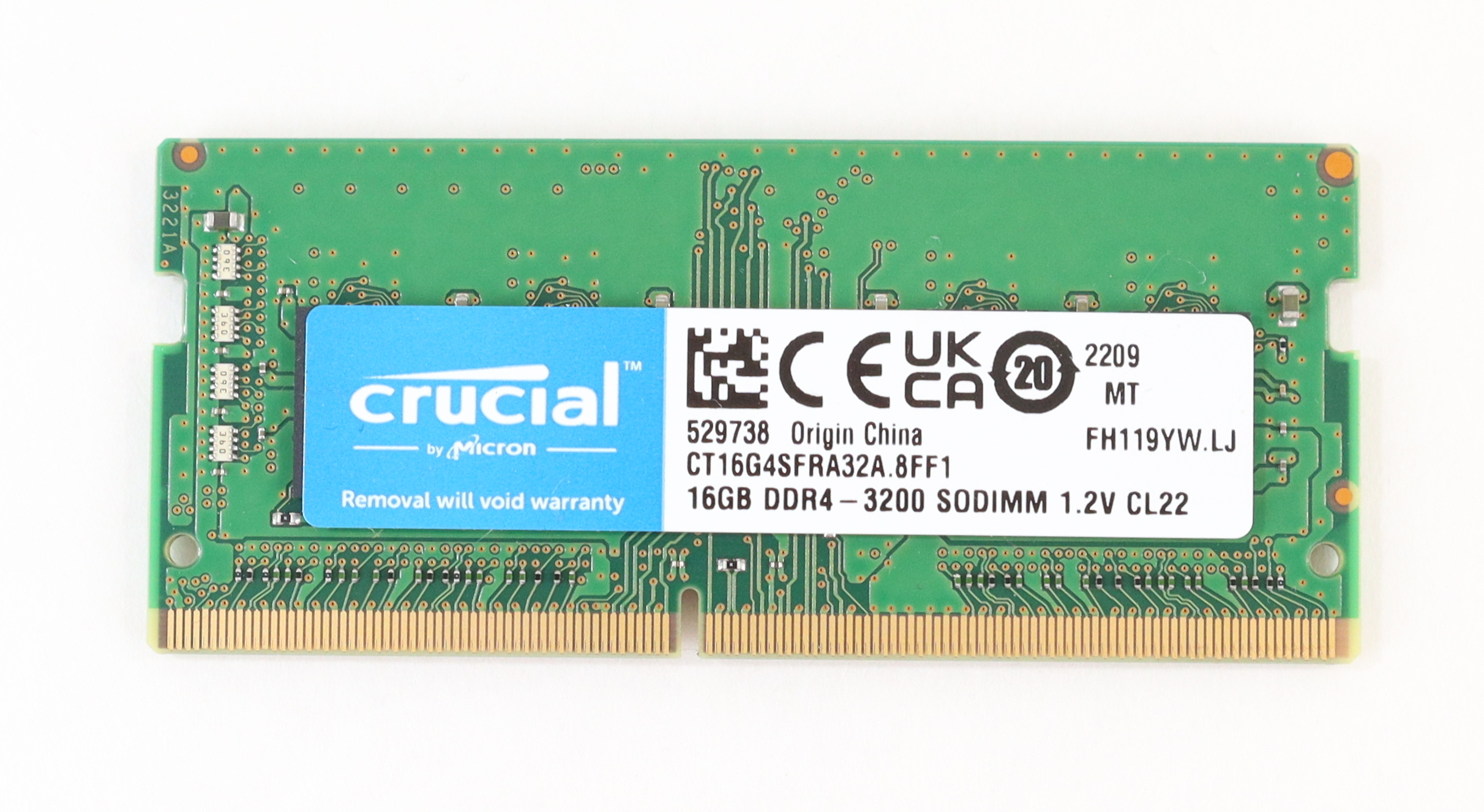 Crucial Micron 16GB MTA8ATF2G64HZ-3G2F CT16G4SFRA32A.C8FF DDR4-3200 SoDIMM NOECC